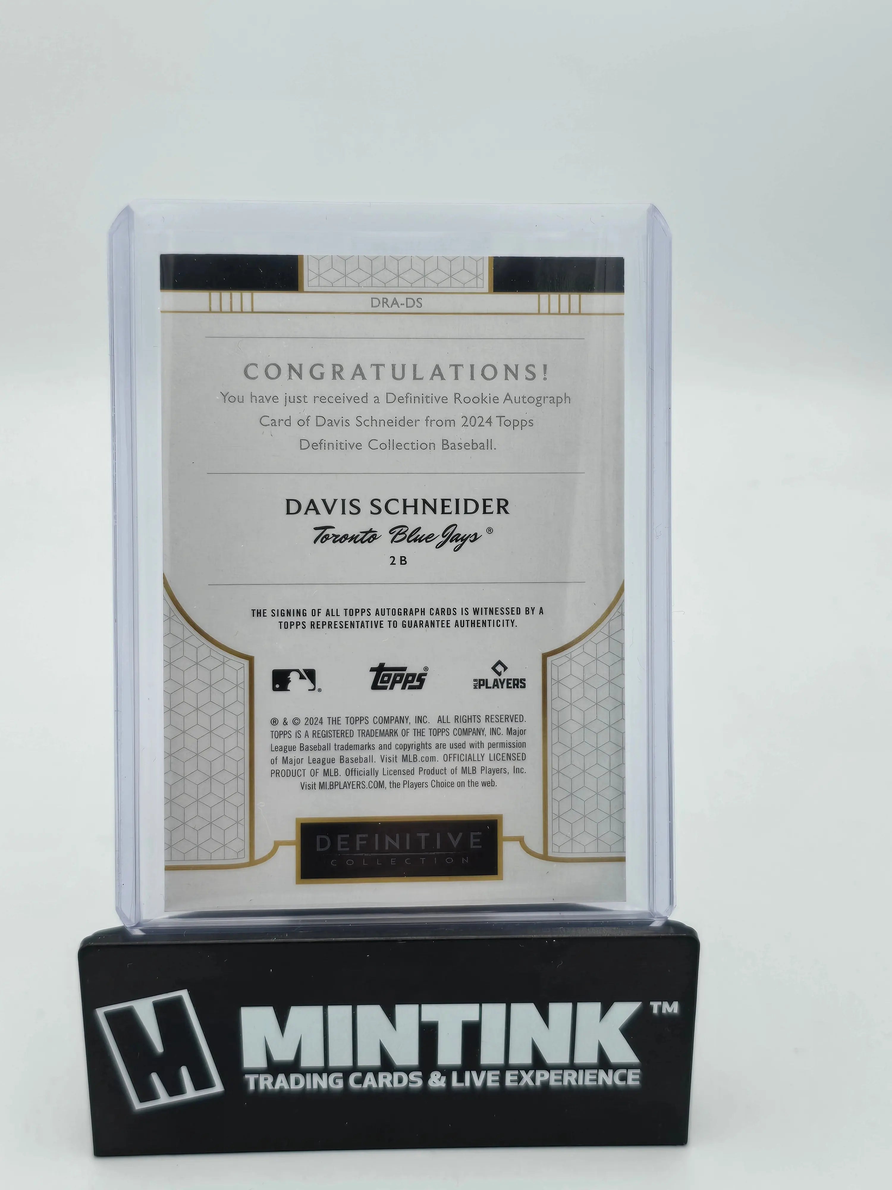2024 Topps Definitive Baseball Davis Schneider Rookie Card Autograph /10 - Limited Edition Collectible for Baseball Fans & Sports Memorabilia Enthusiasts (Perfect for Display, Trading, and Investment)