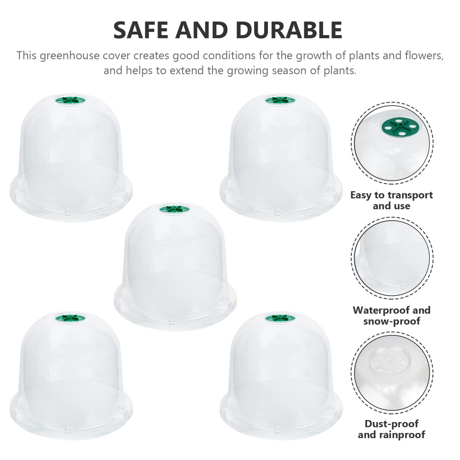 Yardwe 5-Pack Plant Covers - Winter Frost Protection Cloches for Outdoor Plants | Reusable Greenhouse Covers & Humidity Domes | Perfect for Vegetables, Flowers & Nursery Pots | Great for Garden, Patio & Backyard Plant Protection