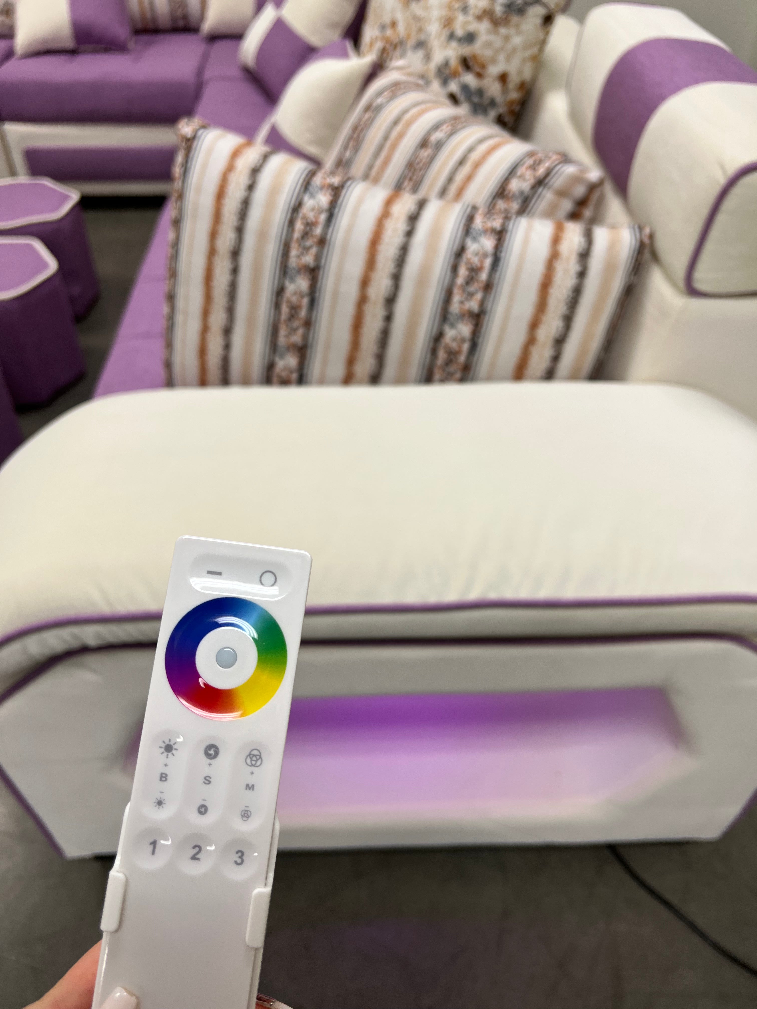 Selena Purple & White Modular Tufted Sectional Sofa - Modern L-Shaped Living Room Couch with Reversible Chaise for Home, Apartment & Office Lounge