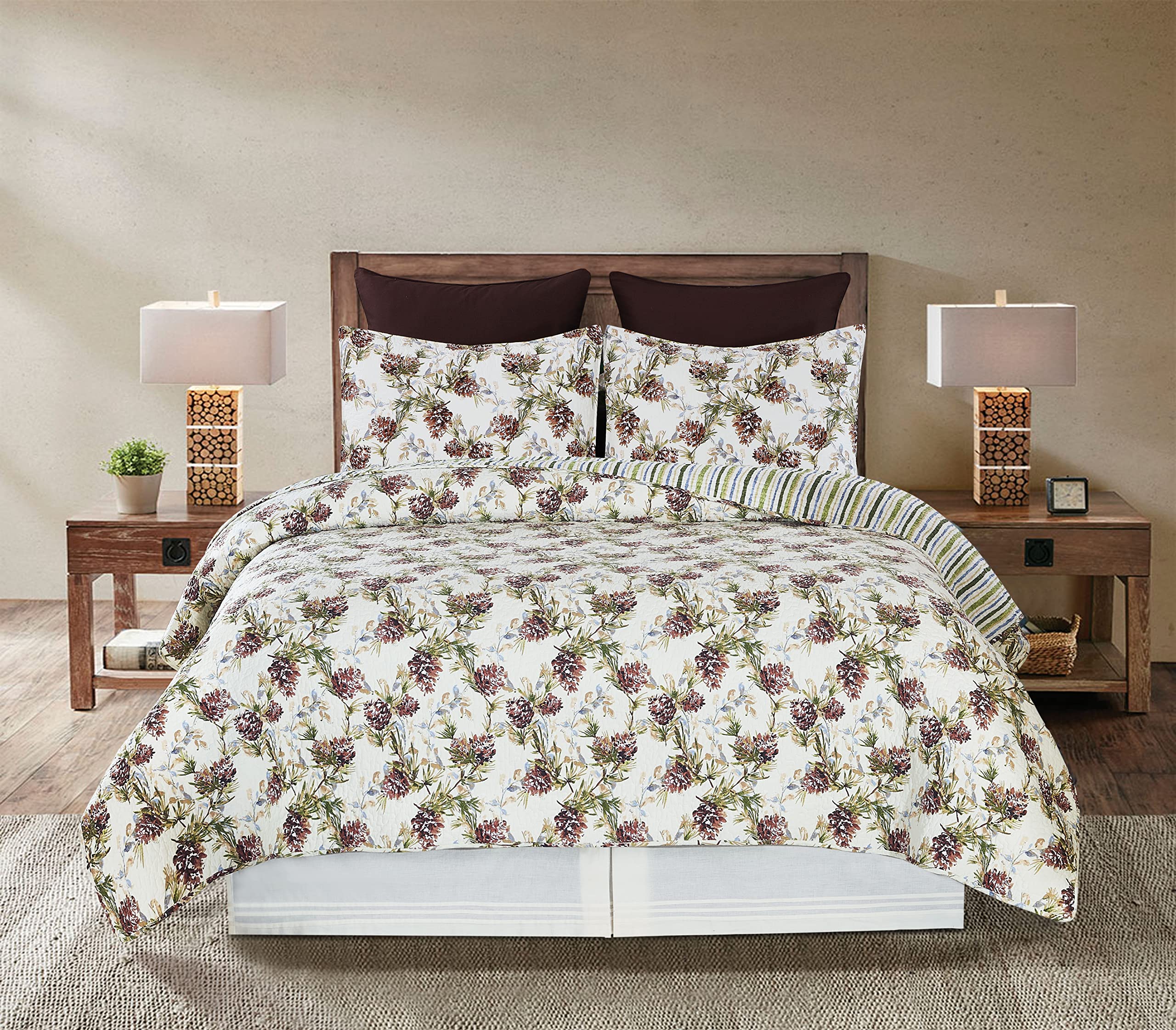 C&F Home Cooper Pines Pinecone Full/Queen Reversible Cotton Quilt Set - 3-Piece Lodge Cabin Bedding | Machine Washable Brown Woodland Forest Design for Cozy Cabin Retreats & Nature-Inspired Bedrooms
