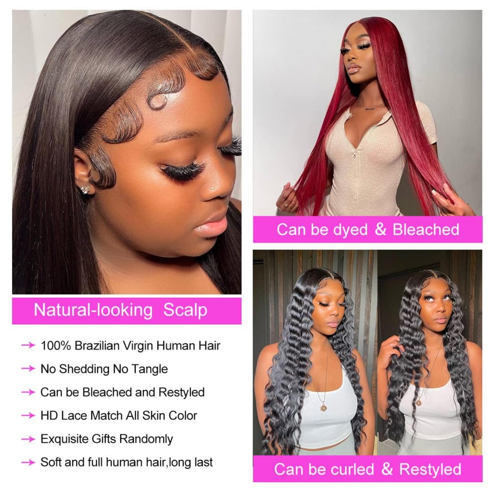 13x4 HD Lace Front Wig Human Hair - Brazilian Virgin Hair, Pre-Plucked with Baby Hair, 150% Density Straight Glueless Lace Closure Wig for Black Women (26 Inch) - Perfect for Daily Wear, Parties, and Special Occasions