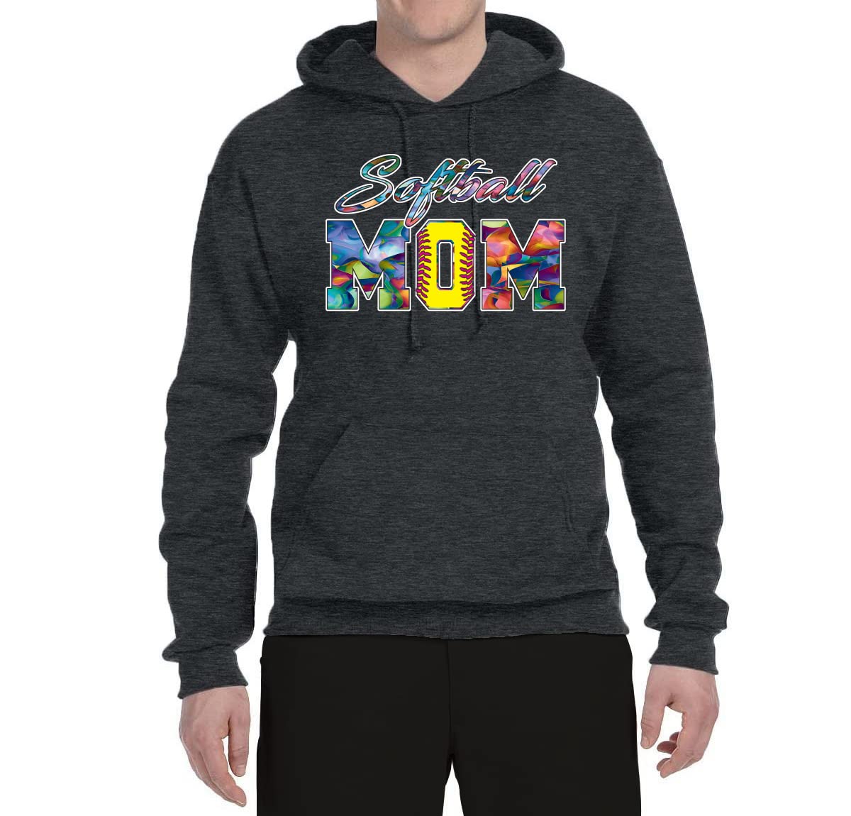 Wild Bobby Colorful Softball Mom Hoodie - Unisex Graphic Sweatshirt for Mother's Day Gifts - Perfect for Baseball Games, Team Spirit & Casual Wear