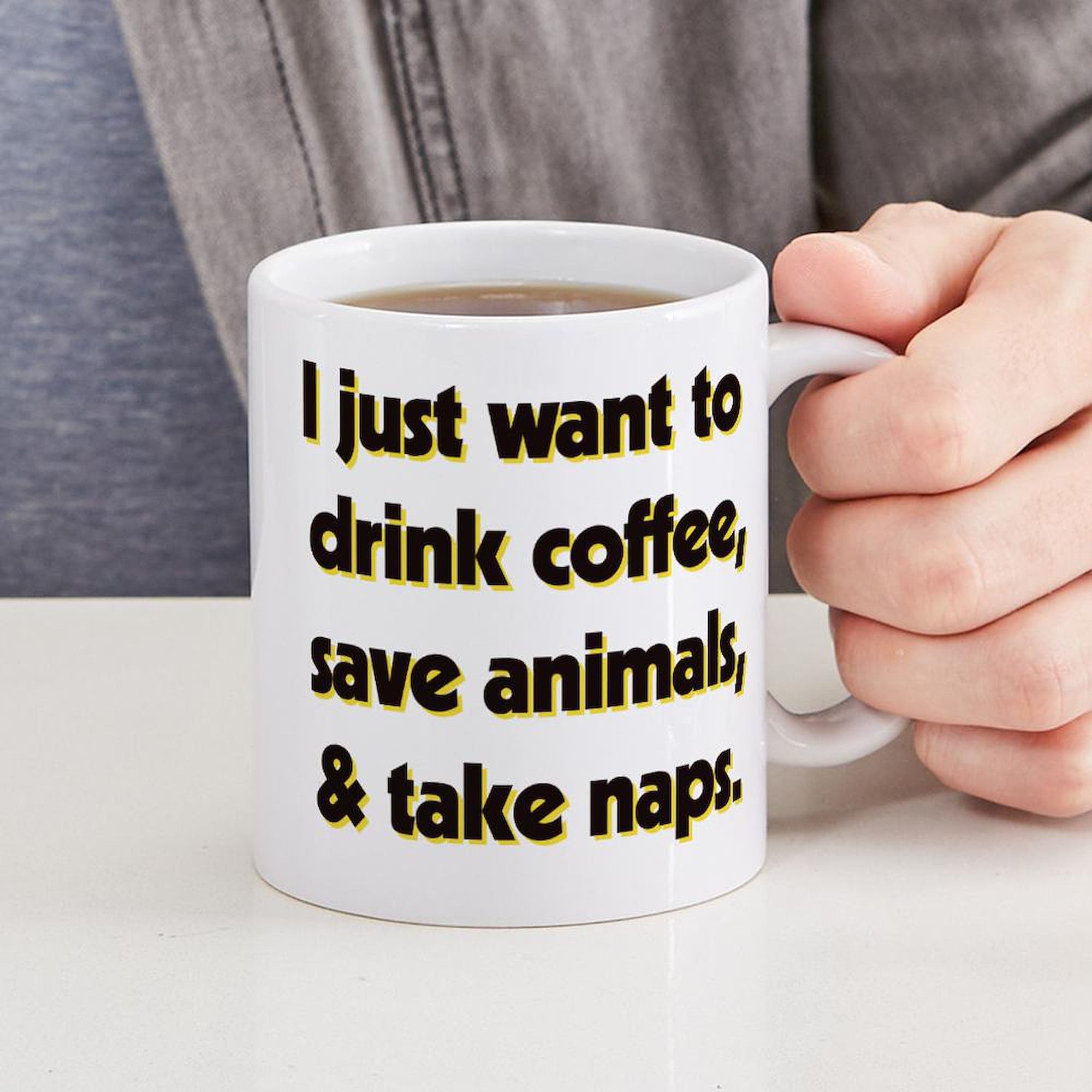 Drink Coffee Save Animals Ceramic Coffee Mug 11 oz (325 ml) - Perfect for Office, Home & Gifts - Eco-Friendly Ceramic Cup for Coffee Lovers