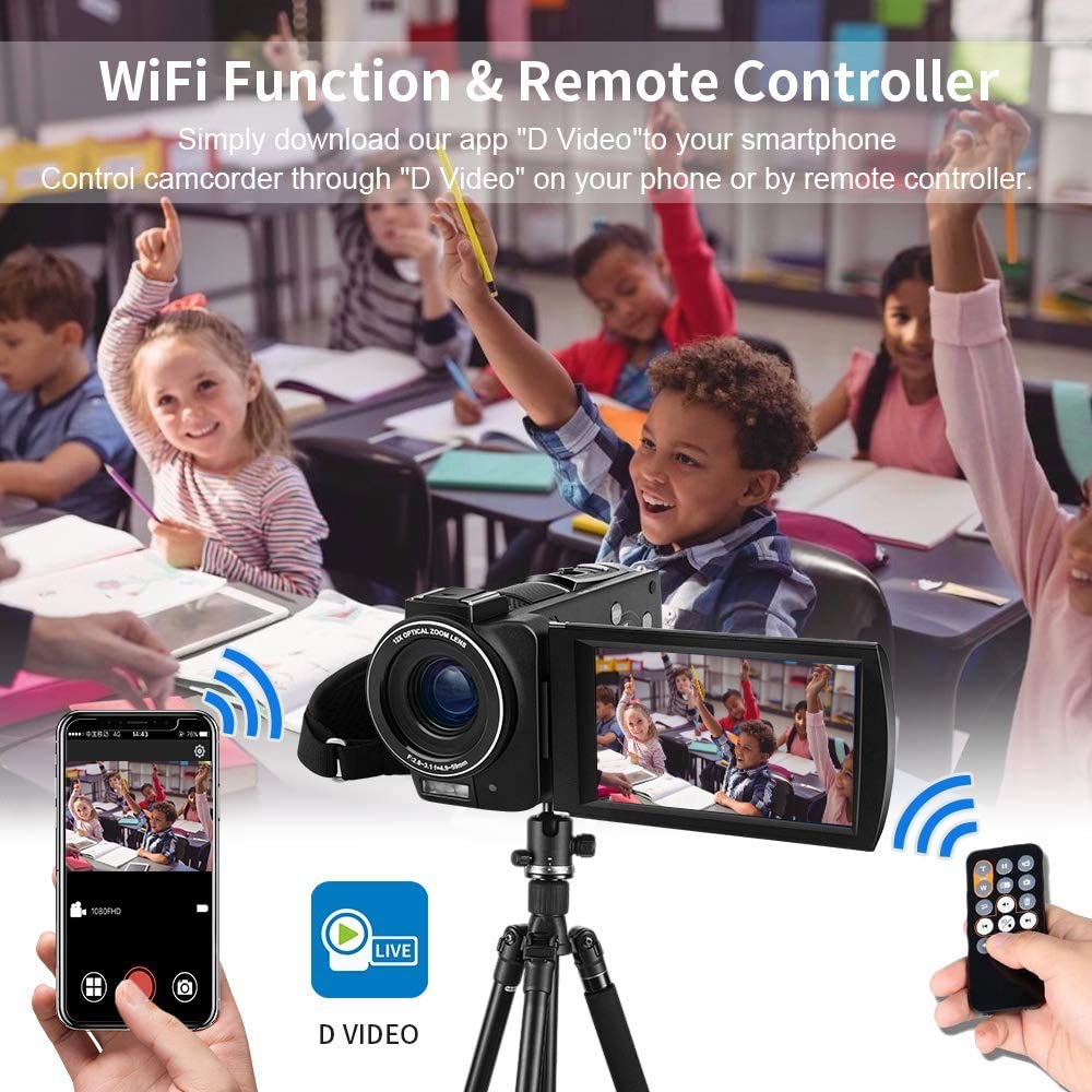 ORDRO AX65 4K Video Camera with 12X Optical Zoom, WiFi, Microphone & Accessories - Perfect for Vlogging, Live Streaming, YouTube & Travel Filming