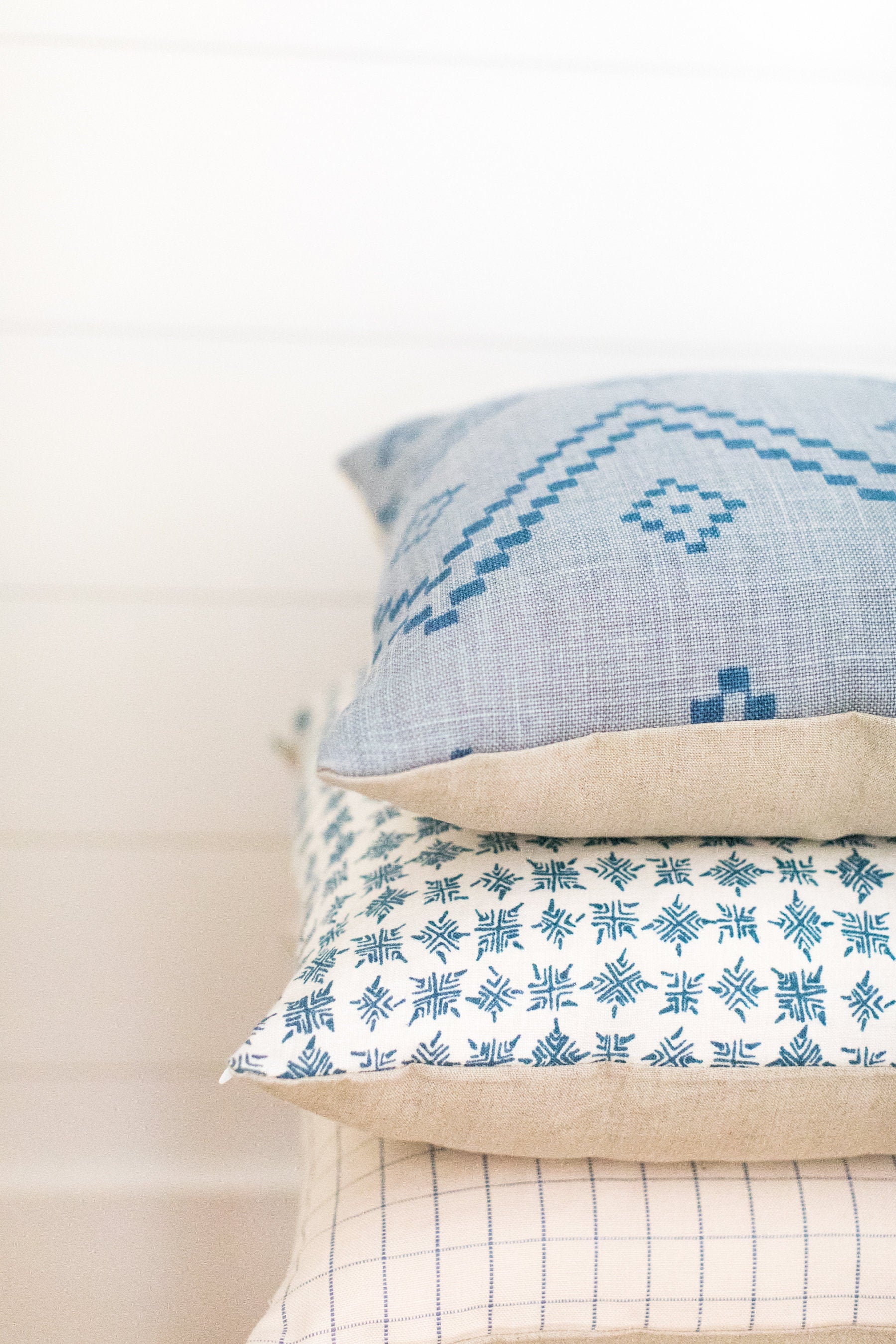 Peter Dunham Designer Pillow Cover - Taj Mist Blue Cotton Linen Blend - Ready to Ship - Perfect for Living Room Sofa, Bedroom Decor & Home Styling