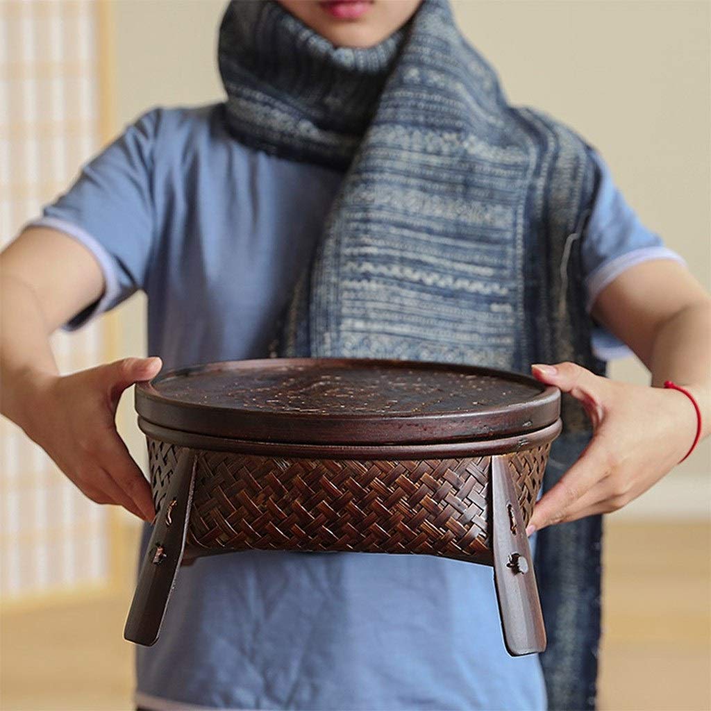 Bamboo Storage Basket - Multi-Function Coffee Table Organizer Box for Tea Set, Lacquerware & Crafts - 30x30x15cm Brown Tea Tray - Perfect for Living Room Decor, Japanese Tea Ceremony & Home Organization
