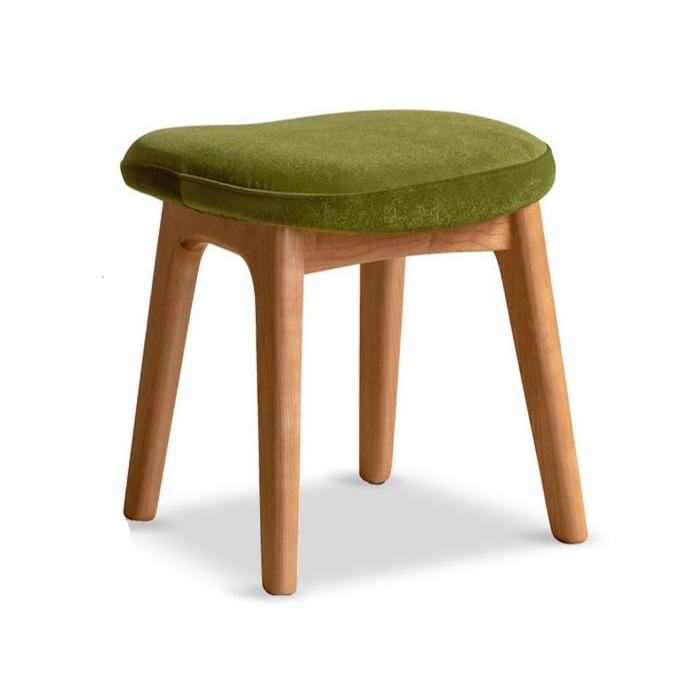 Solid Oak & Cherry Wood Makeup Stool - Natural Wood Vanity Seat with Storage for Bedroom, Bathroom & Dressing Room