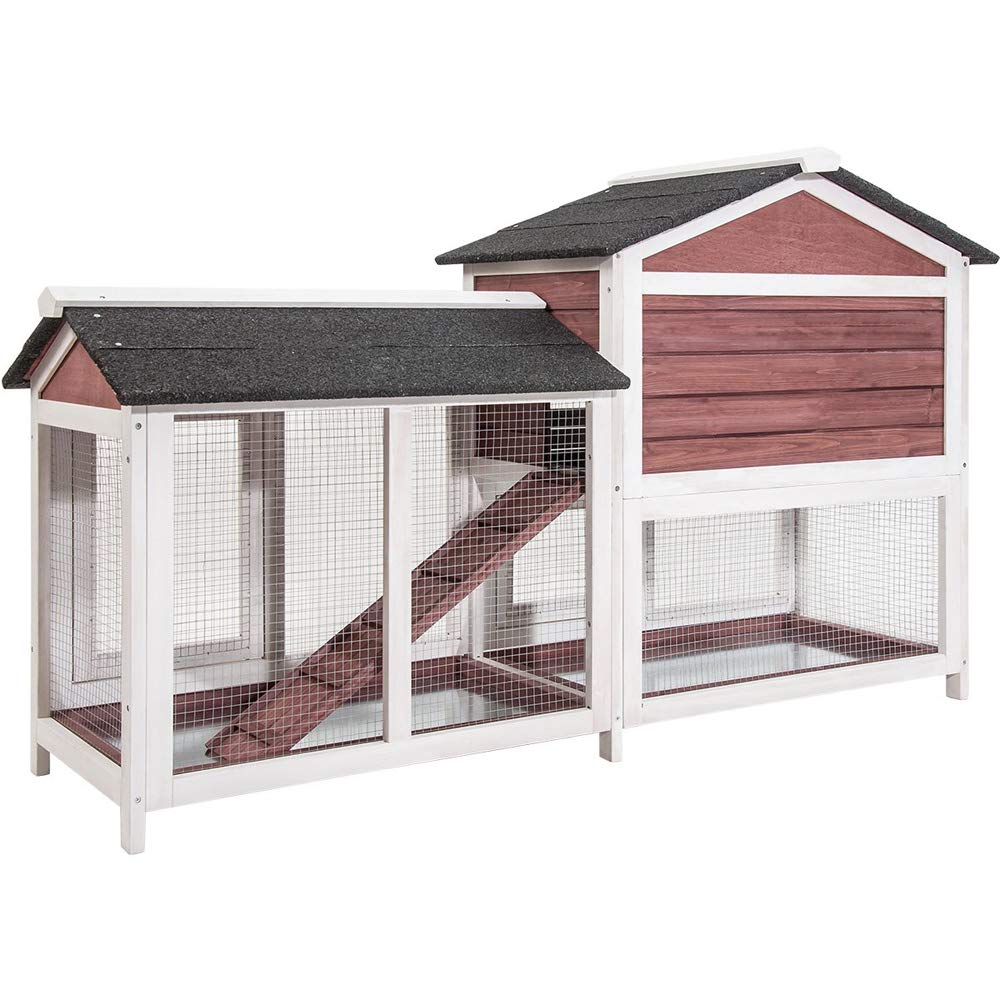 Premium Wooden Rabbit Hutch & Chicken Coop - Outdoor Small Animal Cage for Rabbits, Chickens, Guinea Pigs - Perfect for Backyard, Farm, or Garden Use