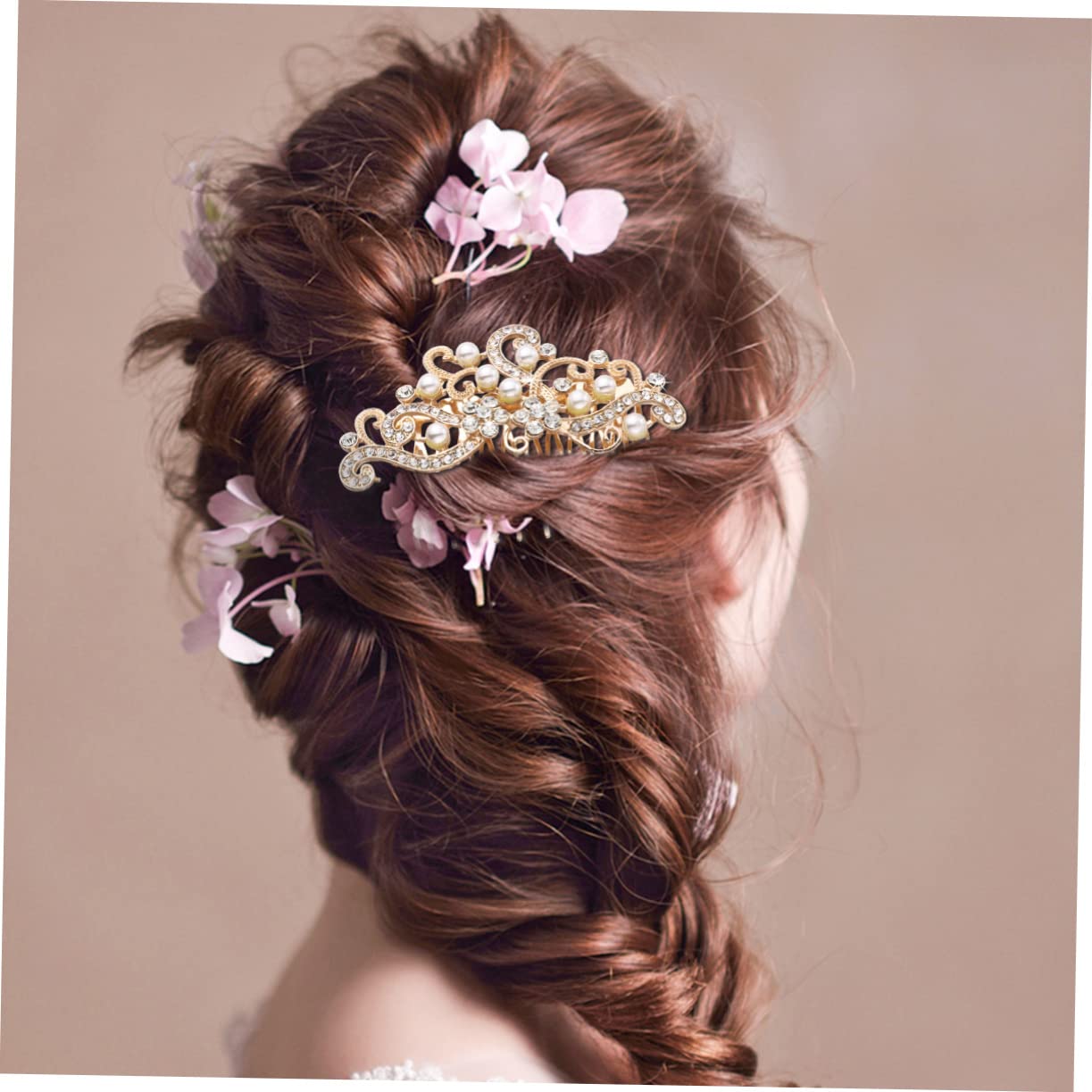 LALAFINA 3-Piece Gold Wedding Hair Comb Set - Elegant Bridal Hair Accessories for Women - Perfect for Weddings, Prom, and Special Occasions