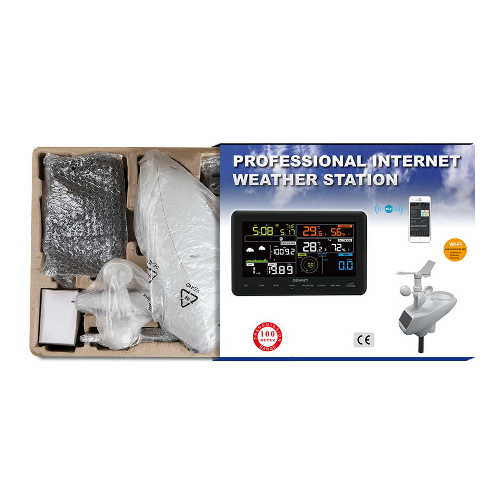 Devanti Wireless WiFi Weather Station with Solar Sensor, LCD Display & UV Light Monitoring - Perfect for Home, Office, and Outdoor Use