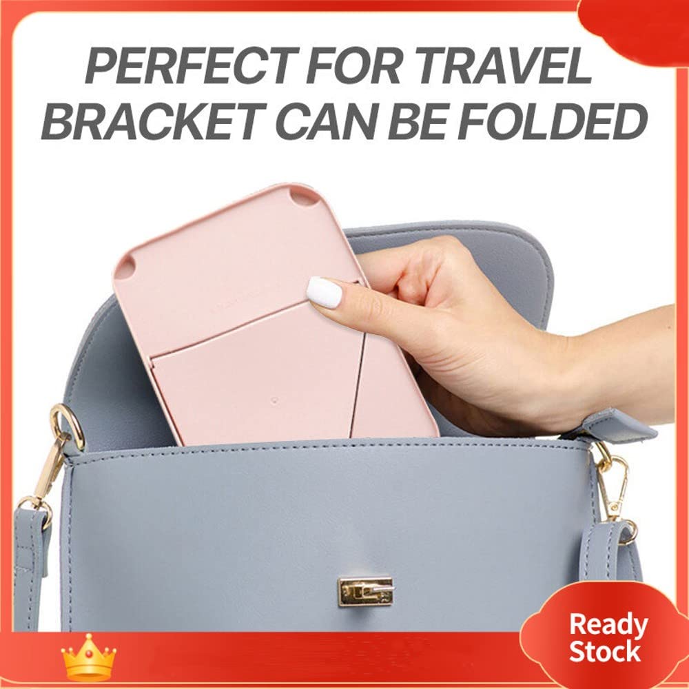 Portable Folding Vanity Makeup Mirror with Stand - 90° Adjustable Rotation, Light Pink Travel & Shower Mirror for Makeup, Shaving & Grooming | Perfect for Home, Travel & Bathroom Use