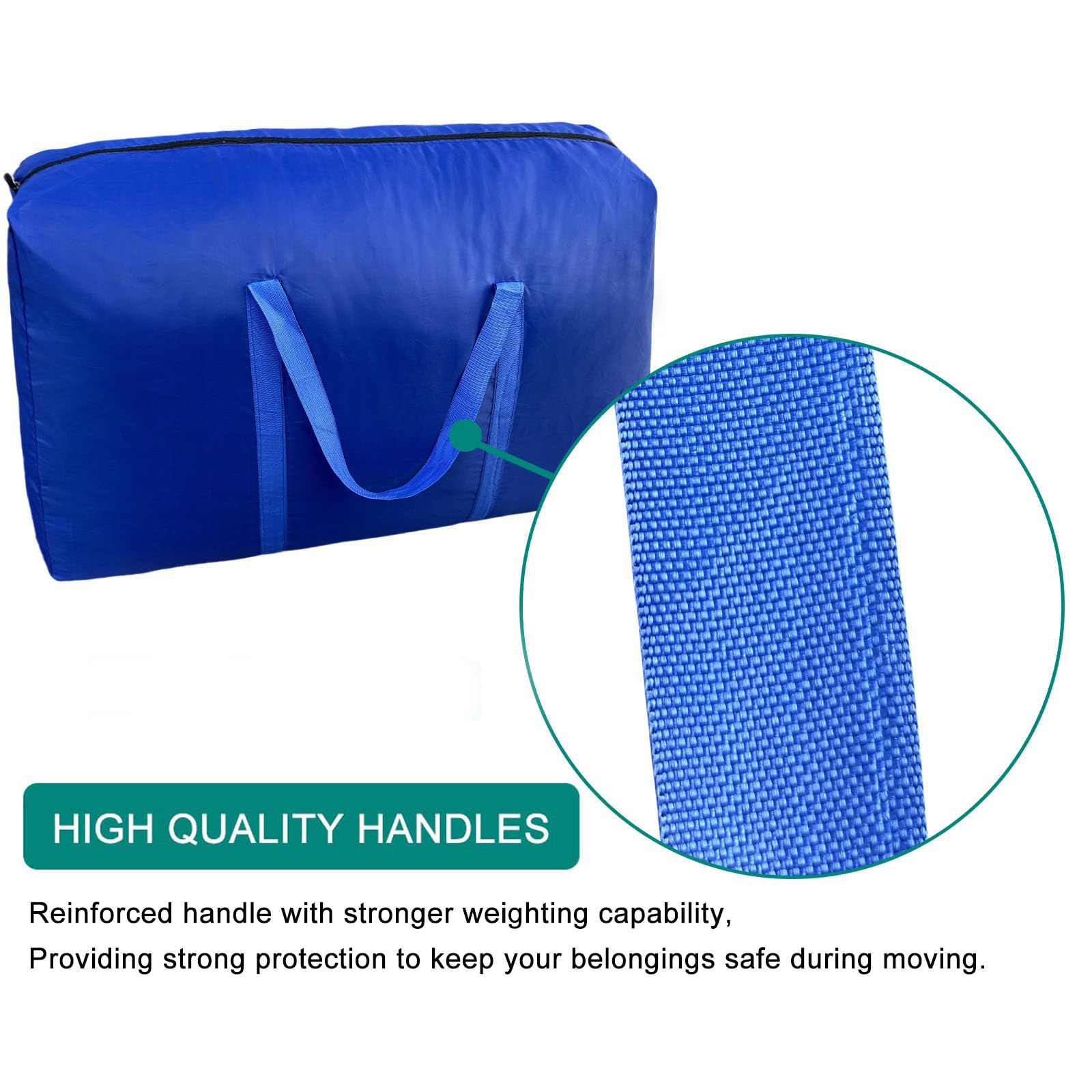 100L Extra Large Storage Bags - Heavy Duty Moving Bags with Reinforced Zippers & Comfortable Handles | Space Saving Packing Solution for Moving, Home Organization, Travel & Camping | Perfect for Clothes, Blankets & Seasonal Items Storage (Blue, 2 Pack)