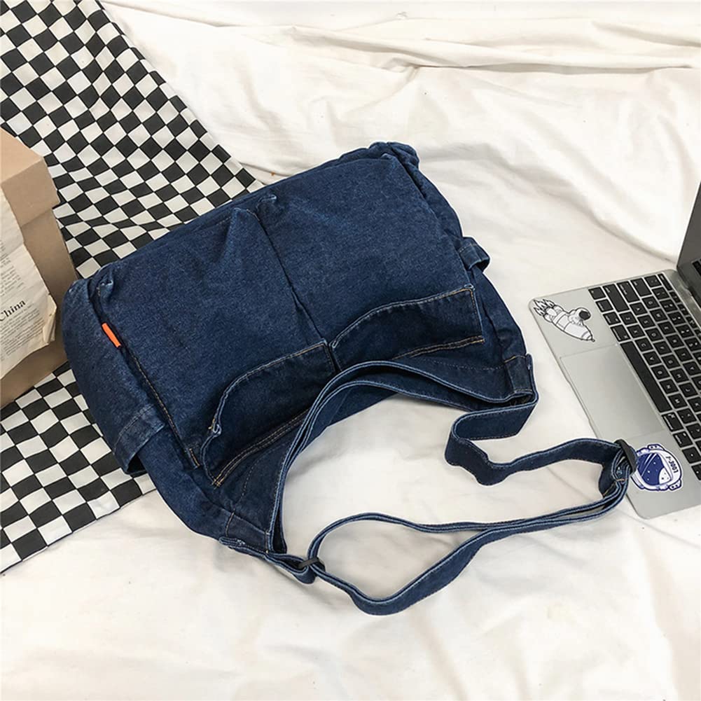 JQWSVE Large Canvas Messenger Bag for Women & Men - Crossbody Hobo Tote with Multiple Pockets | Perfect for Work, Travel & Daily Commute