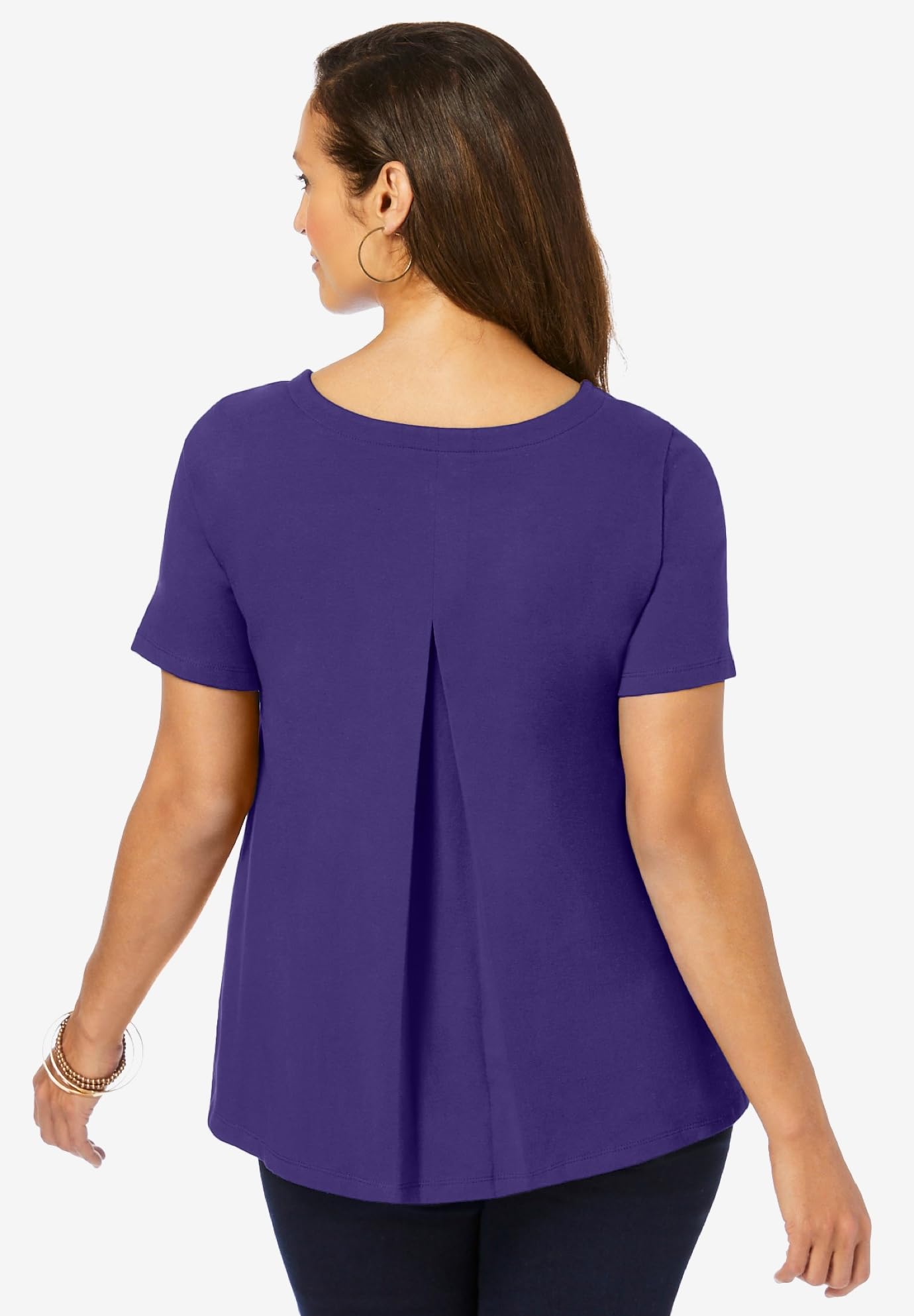 Jessica London Plus Size Stretch Cotton Tee for Women - Casual Comfort Wear