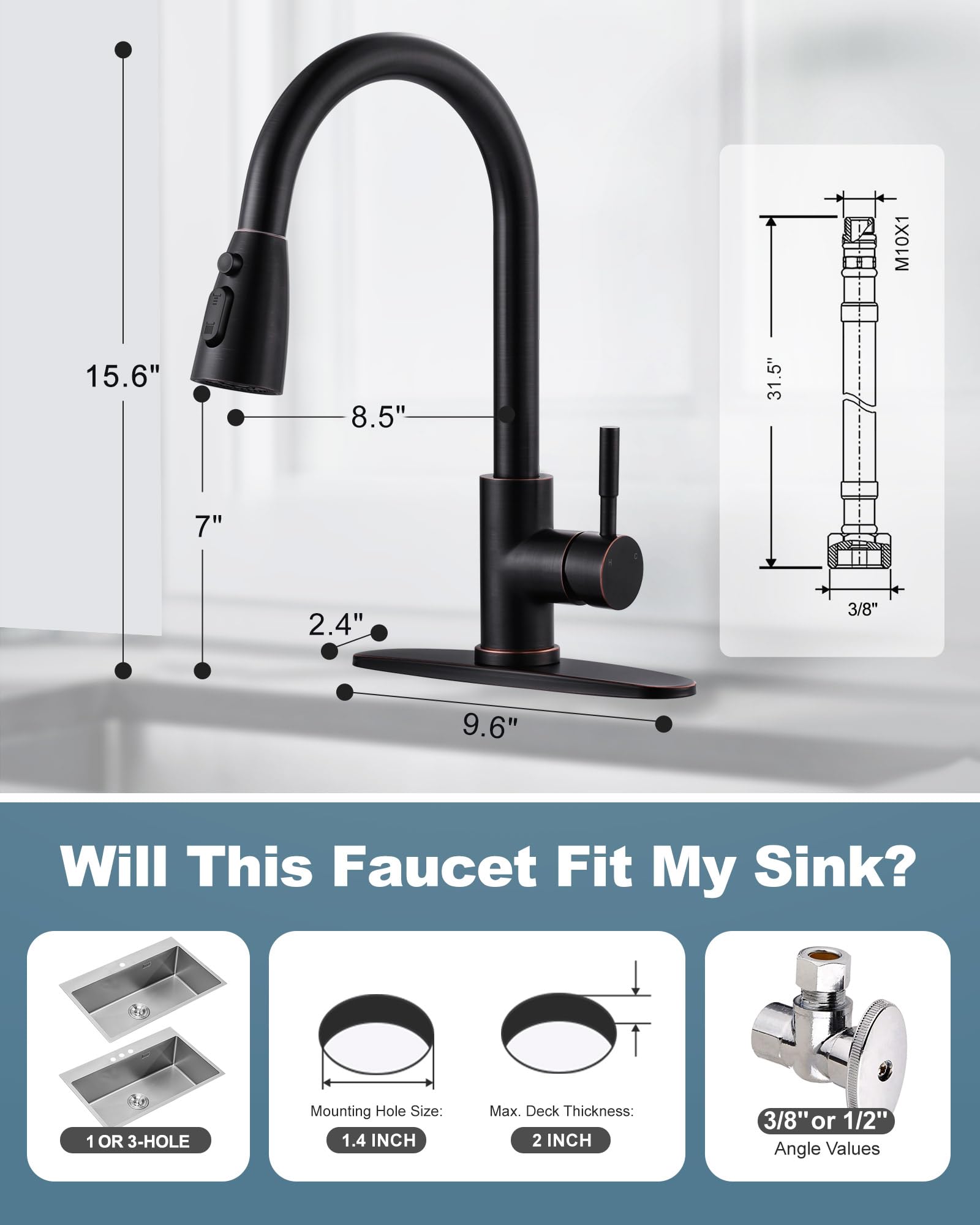 WOWOW Smart Motion Sensor Touchless Kitchen Faucet - Stainless Steel Automatic Hands-Free Faucet with Pull Down Sprayer, Oil Rubbed Bronze Finish for 1 or 3 Hole Sink Installation | Perfect for Busy Home Cooks & Commercial Kitchens