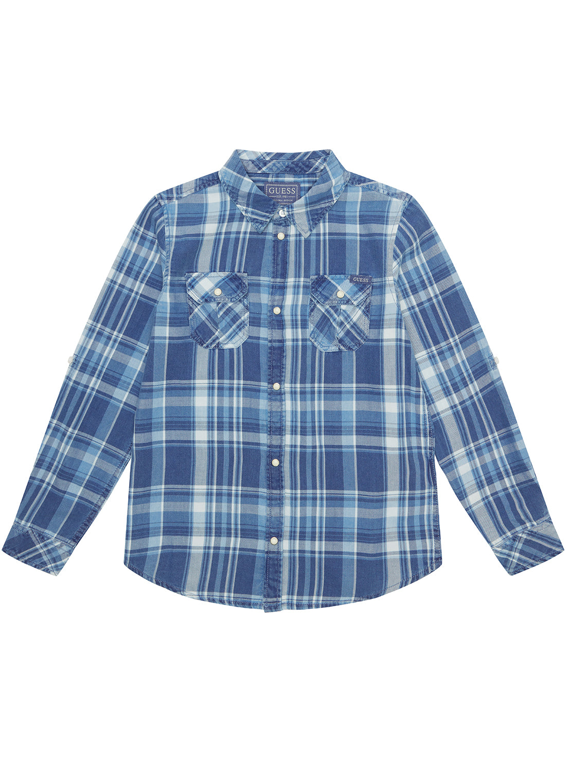 Blue Checked Long Sleeve Shirt for Men - Classic Plaid Button Down Casual Shirt (Sizes 7-16) - Perfect for Office, Date Night & Weekend Outings