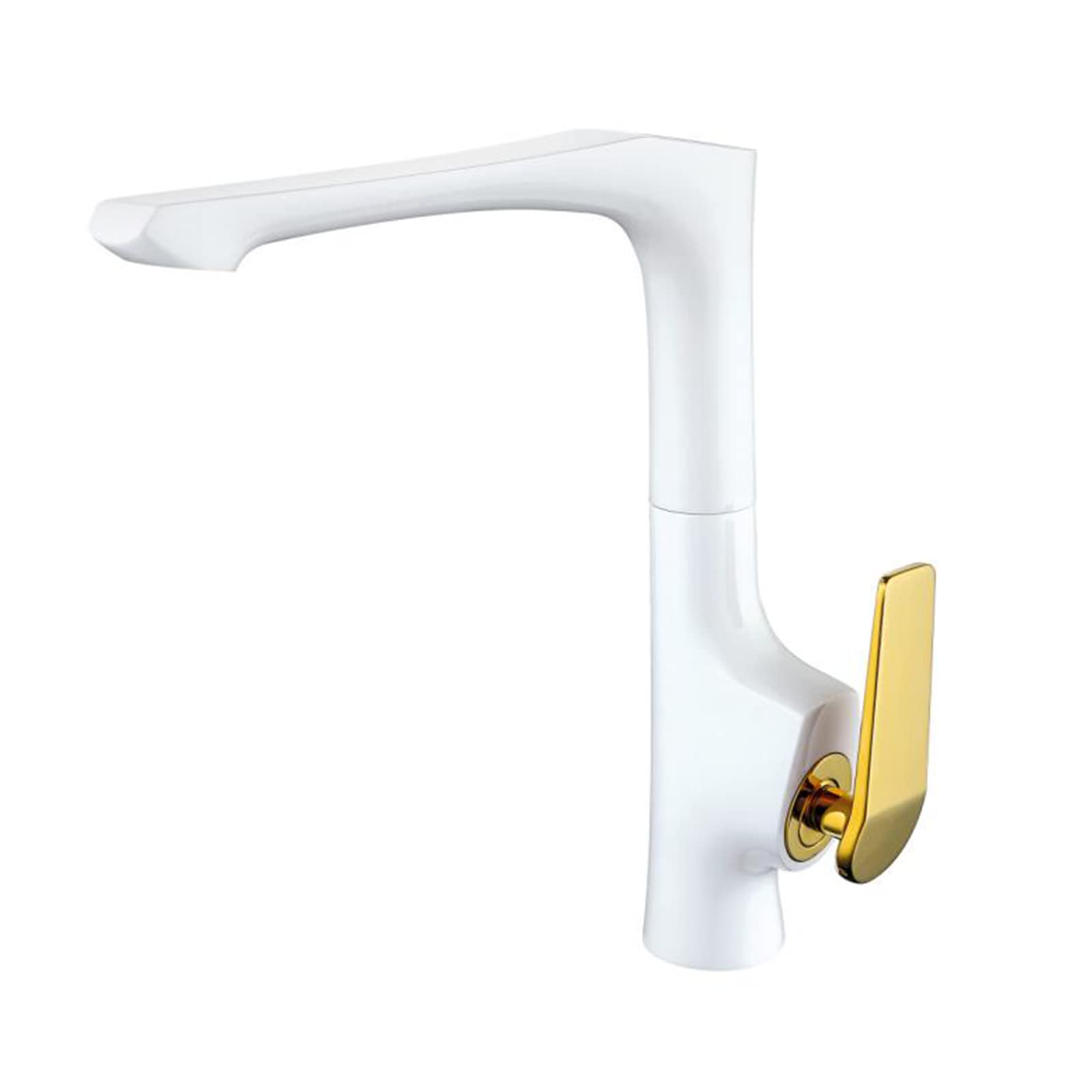 Commercial White Single Hole Kitchen Faucet - Modern One Handle Hot & Cold Water Mixer Tap with Aerator for Indoor & Outdoor Use - Perfect for Kitchen, Garden, Bar, and RV Applications