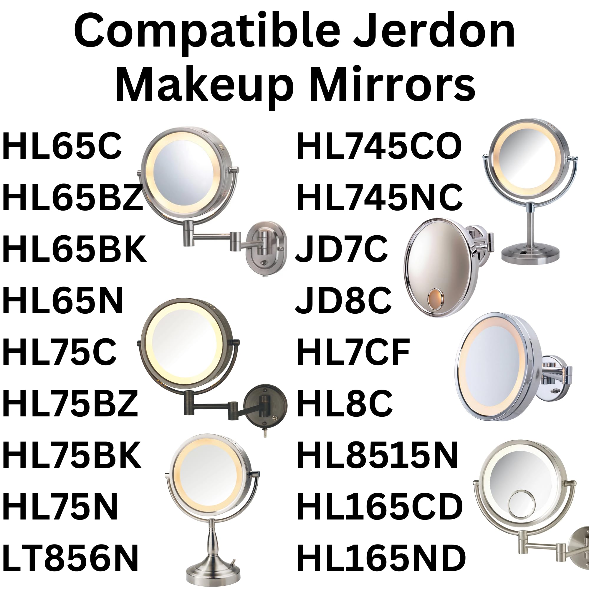 JERDON LED Light Bulbs for Makeup Mirrors - 6000K Cool White (2 Pack) - Energy Efficient Replacement Bulbs - Perfect for Vanity, Bathroom & Dressing Room Lighting
