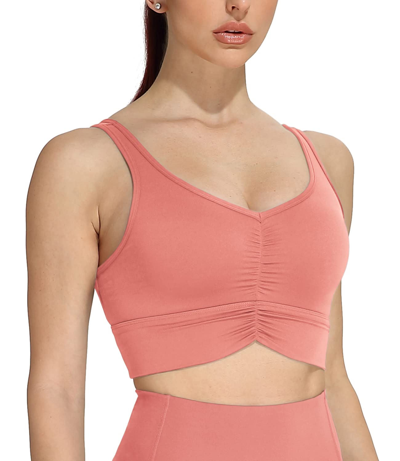 Icyzone Women's Padded Longline Sports Bra - High Support Racerback Workout Running Yoga Bra for Women, Athletic Gym Crop Top for Fitness, Training & Active Lifestyle