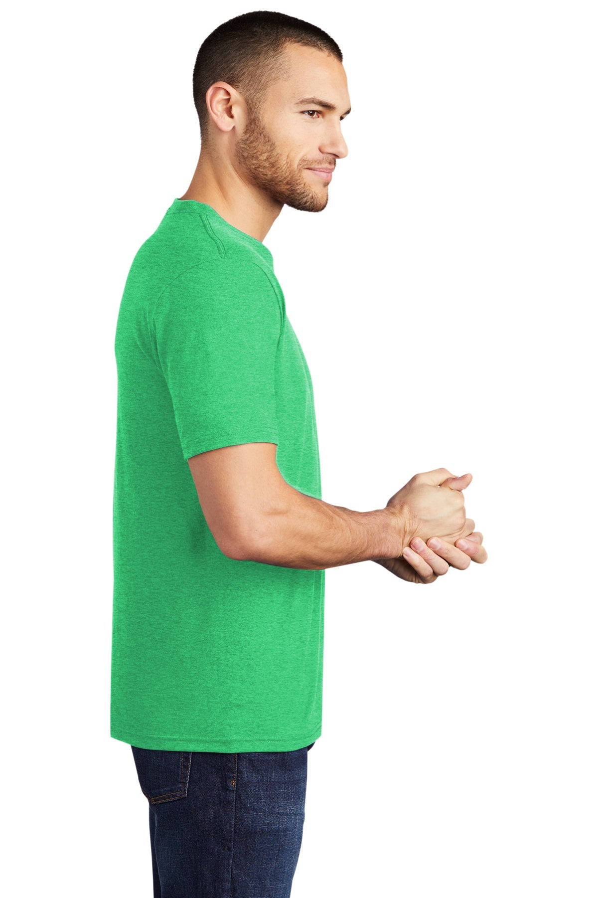 District Made Men's Perfect Tri Crew T-Shirt - Green Frost - Soft Cotton Comfort Fit for Casual Wear & Everyday Style