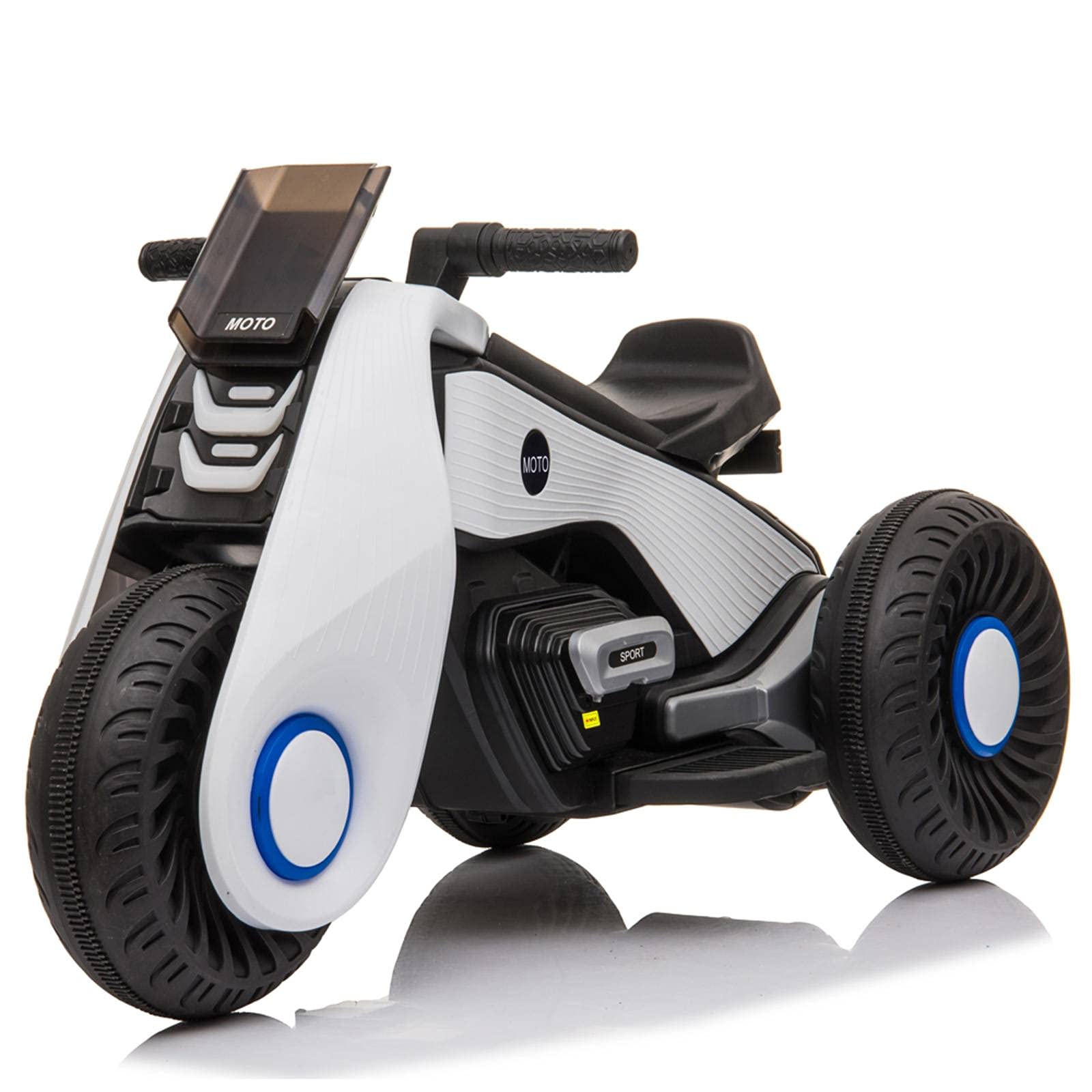 Electric Tricycle for Kids - 3-Wheel Motorcycle with Dual Drive, White - Perfect for Boys & Girls Outdoor Play, Neighborhood Rides & Birthday Gifts
