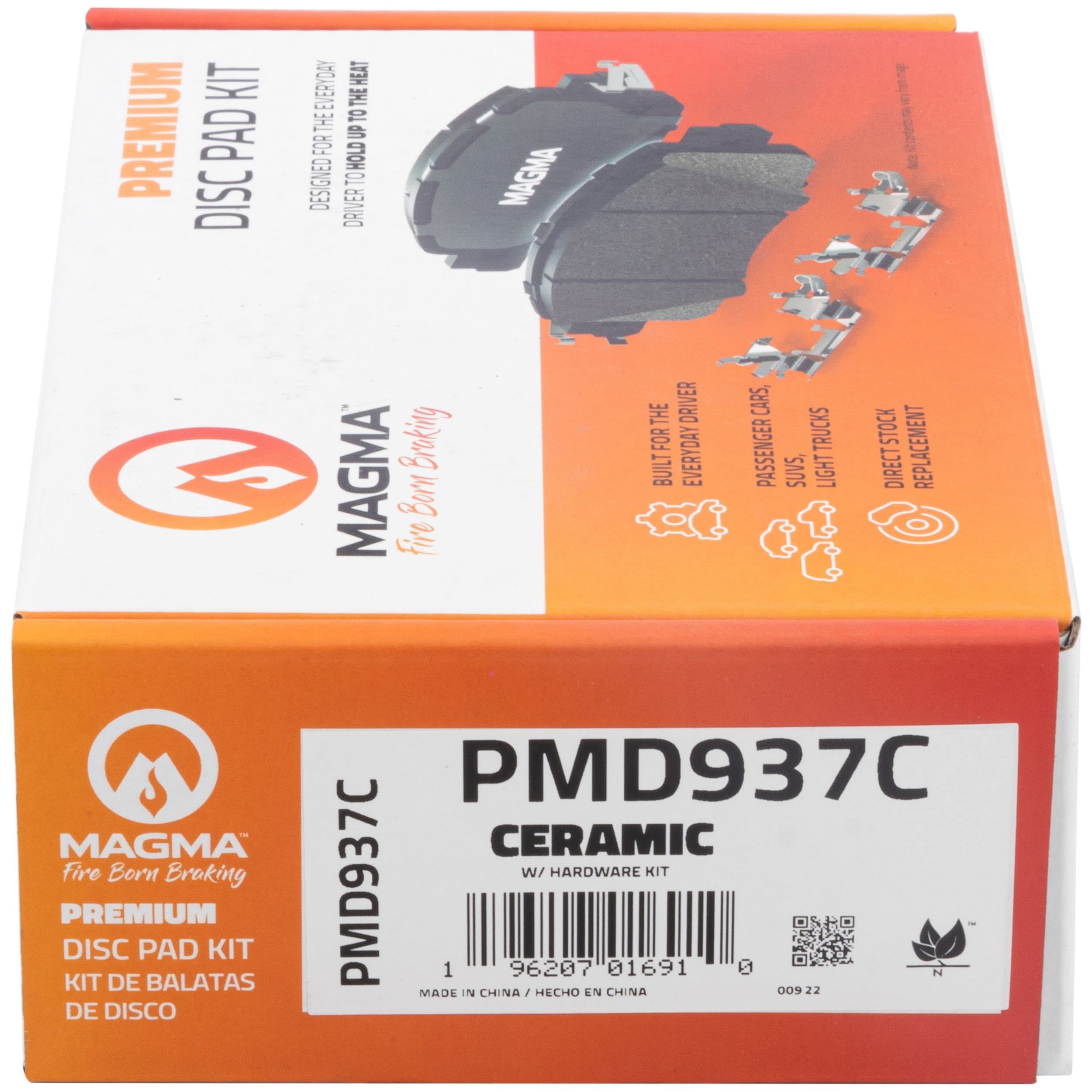 Premium MAGMA PMD937C Ceramic Brake Pads for Front Wheels - High-Performance, Low Dust, Quiet Braking for Cars, Trucks & SUVs - Perfect for Daily Commuting & Highway Driving