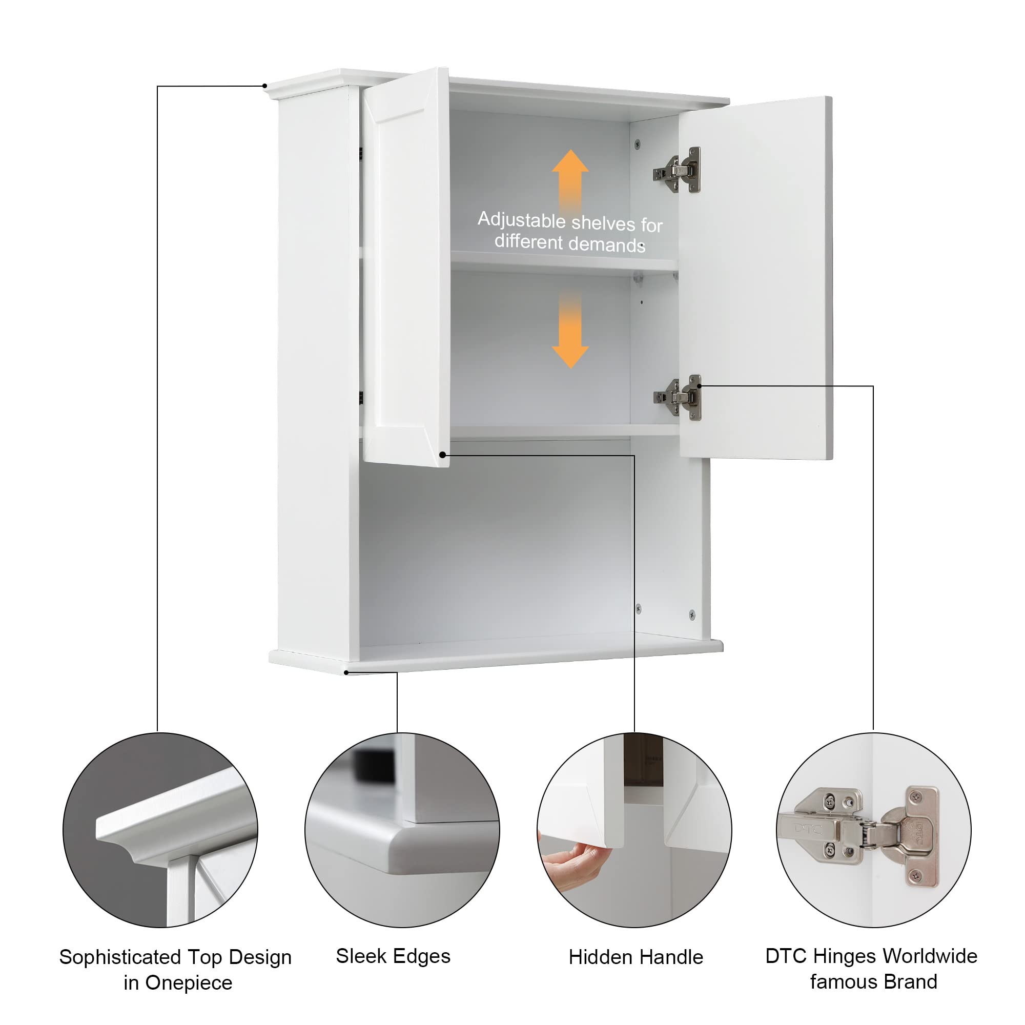 23x29 Inch Wooden Medicine Cabinet for Bathroom - Over Toilet Storage with Adjustable Shelves & Buffering Hinge, MDF Material, Large Space Cupboard | Perfect for Small Bathrooms, Powder Rooms & Apartment Storage Solutions