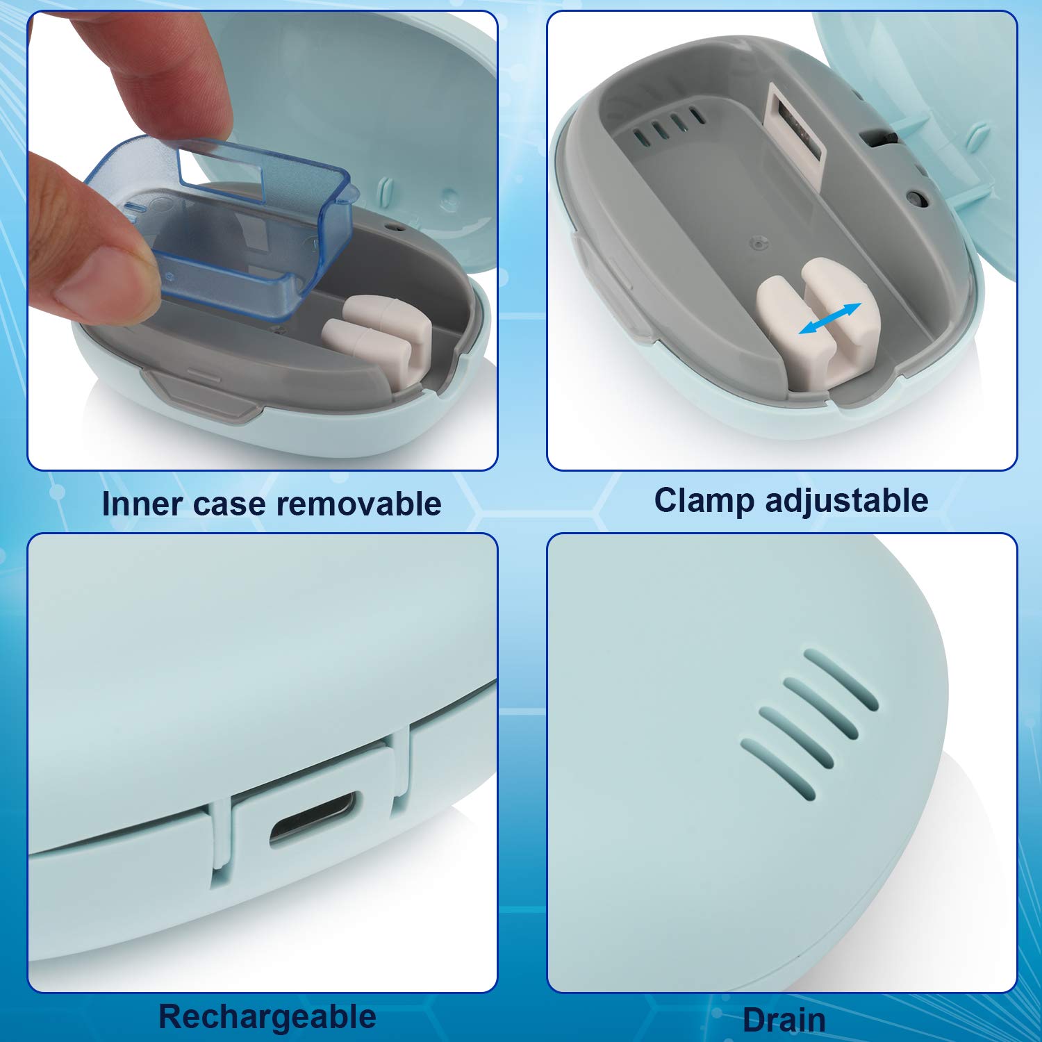 Portable UV Toothbrush Sterilizer Case - Rechargeable Travel Toothbrush Holder with Sanitizer for Home, Office & Travel | Perfect for Business Trips, Camping & Daily Hygiene (Blue)