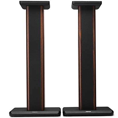 Edifier S2000MKIII Speaker Stands - 25.7 Inch Heavy Duty Floorstanding Speaker Stands with Wood Grain Finish for Home Theater & Studio (Pair, Brown) - Perfect for Surround Sound Systems & Audiophile Setups