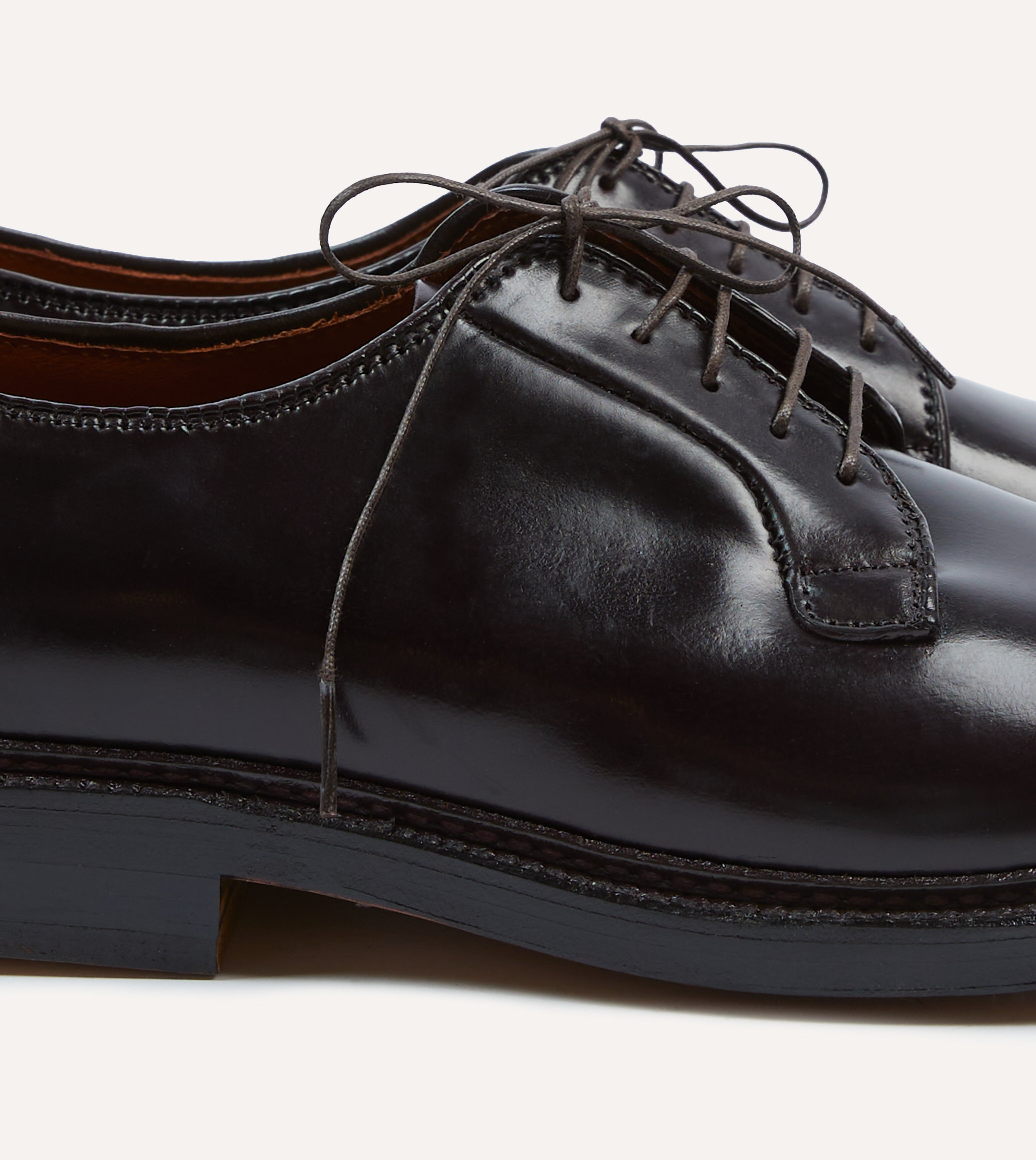 Premium Alden Colour 8 Shell Cordovan Plain Toe Blucher Men's Dress Shoes - Handcrafted in USA for Business, Formal & Special Occasions