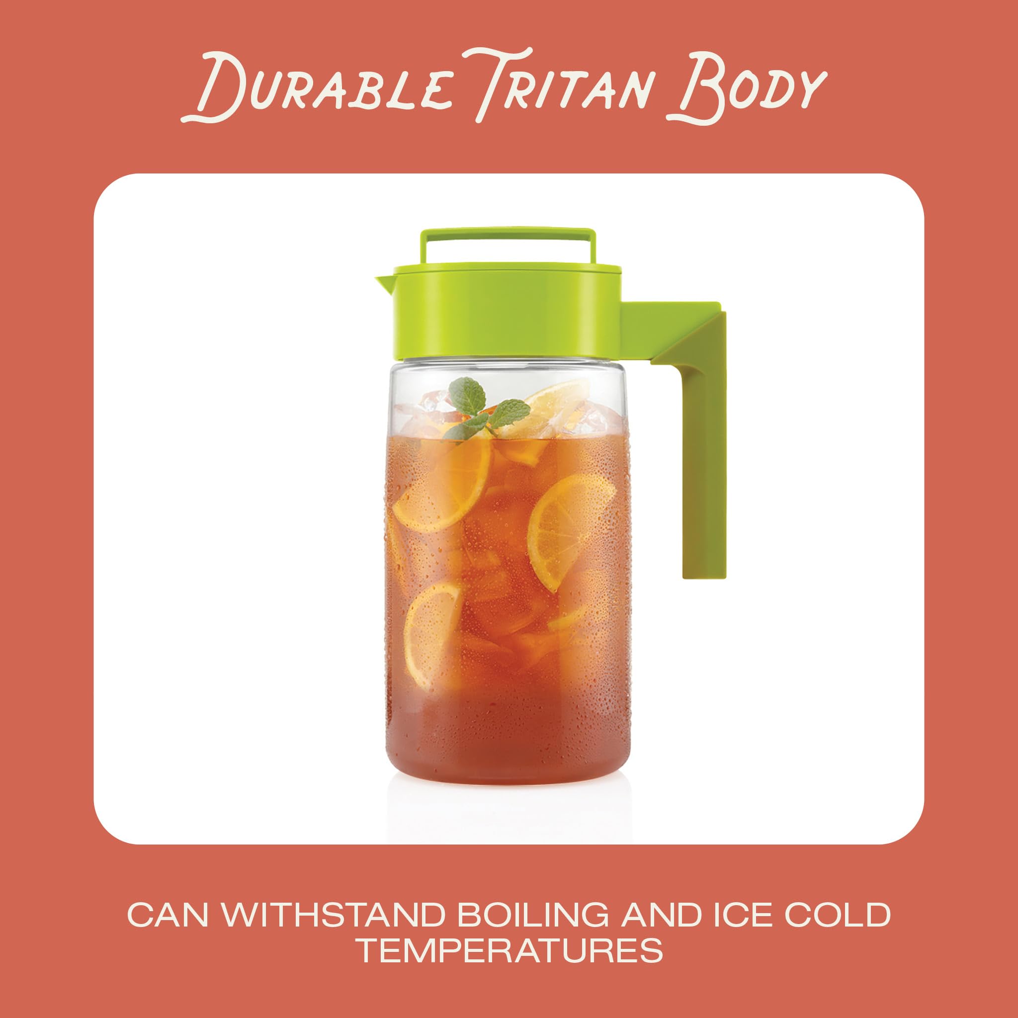 Takeya Premium BPA-Free Iced Tea Maker with Patented Flash Chill Technology - 2 Quart (64 oz) Pitcher - Made in USA - Perfect for Home, Office & Outdoor Use - Black