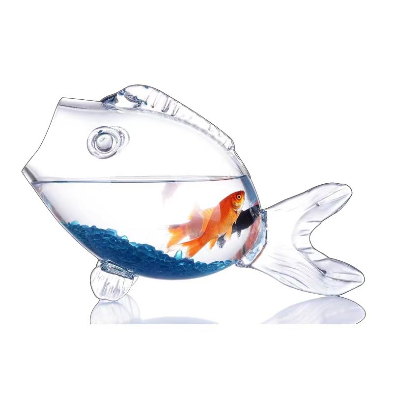 Glass Fish Bowls - Fish Shaped Aquarium Tank, Creative Transparent Thickened Home Decor for Goldfish, Betta, Guppies | Perfect for Desktop, Office, Living Room Decor