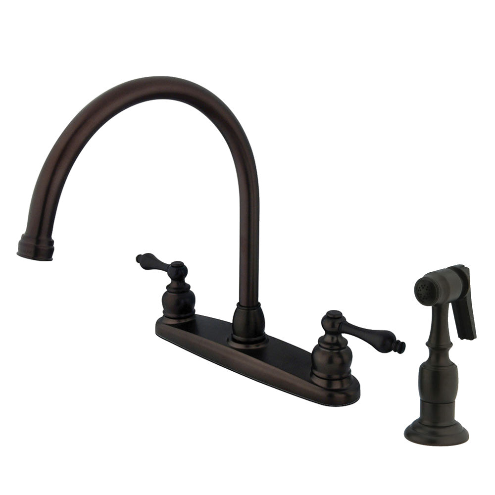 Kingston Brass KB725ALBS Vintage 8 Inch Centerset Kitchen Faucet - Classic Design for Farmhouse & Traditional Kitchens | Perfect for Sinks, Prep Areas & Dishwashing