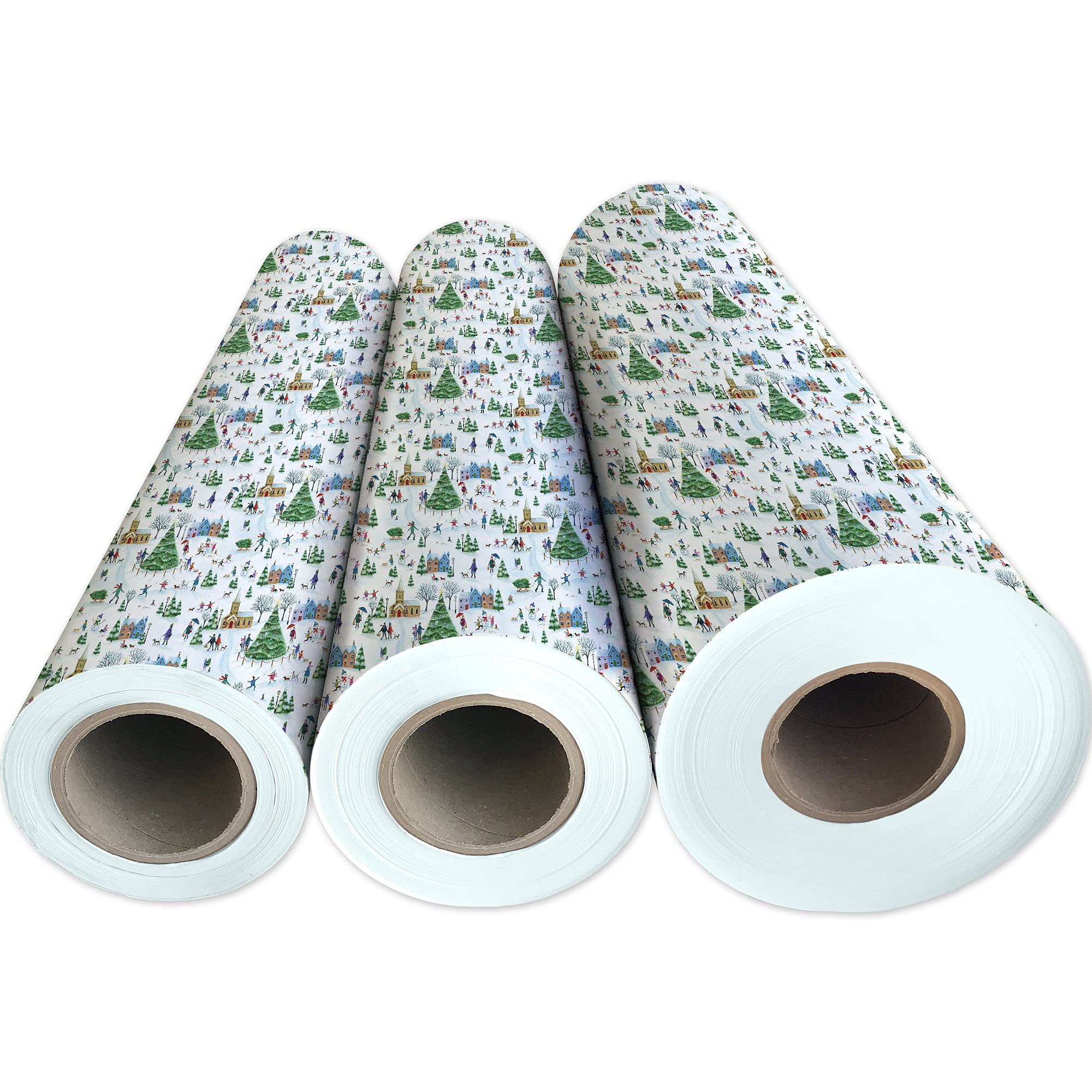 Jillson Roberts Bulk Christmas Gift Wrap - 833 Feet x 24 Inches, Christmas Village Design - Perfect for Holiday Wrapping, Party Decorations & Festive Gift Giving