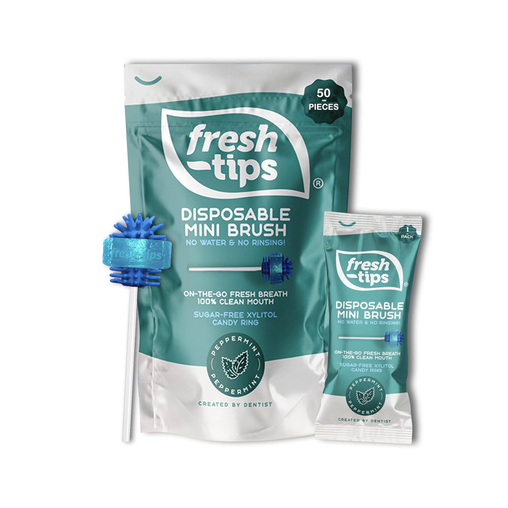 Disposable Mini Toothbrush 50 Pack - Travel Toothbrushes for Fresh Breath & White Teeth, Peppermint Flavored - Perfect for Travel, Office, Gym & On-the-Go Oral Care