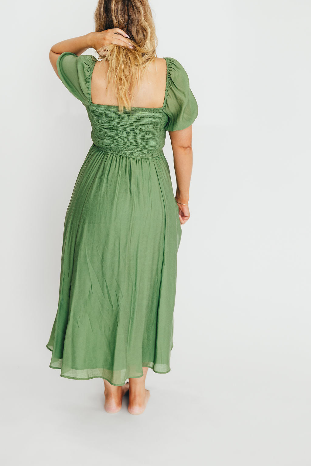 Stevie Bustier Midi Dress in Green | Elegant Bodycon Cocktail Dress for Women | Perfect for Weddings, Parties & Date Nights