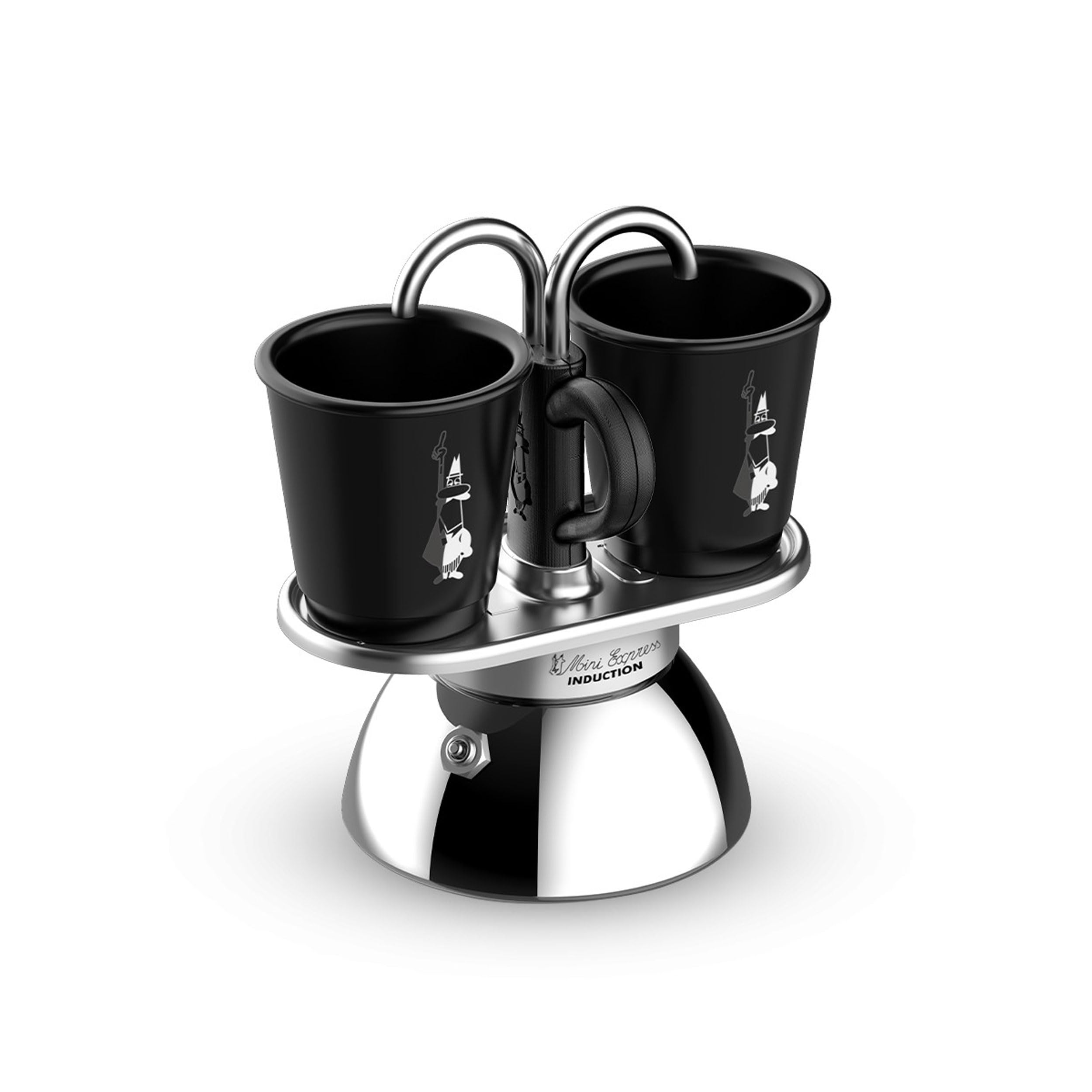 Bialetti Mini Express Induction Coffee Maker - 2 Cup Aluminum Stovetop Espresso Maker, Black - Perfect for Home, Office & Travel