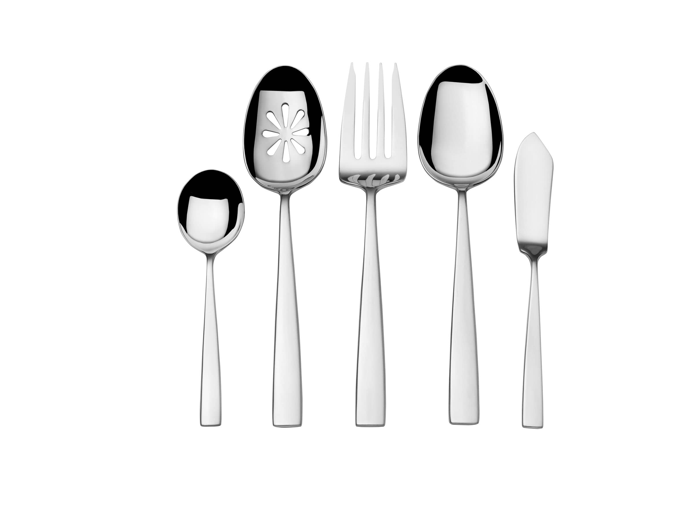 Premium Mikasa Everett 101-Piece Flatware Set for 12 - 18/10 Stainless Steel Silverware with Serving Utensils - Perfect for Dinner Parties, Weddings & Formal Dining