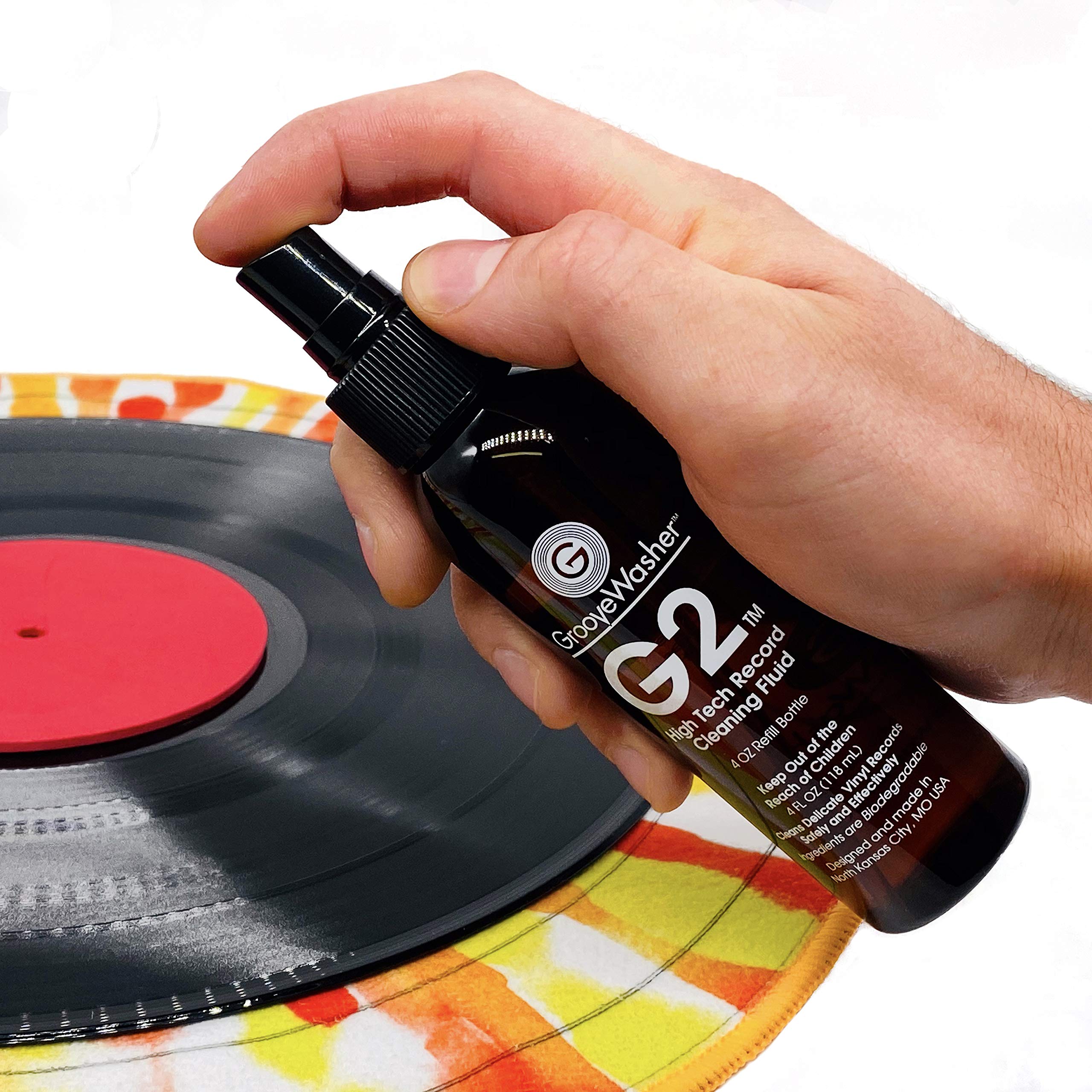 GrooveWasher G2 Record Cleaning Fluid Kit - Vinyl Record Cleaner Solution for LP, 12
