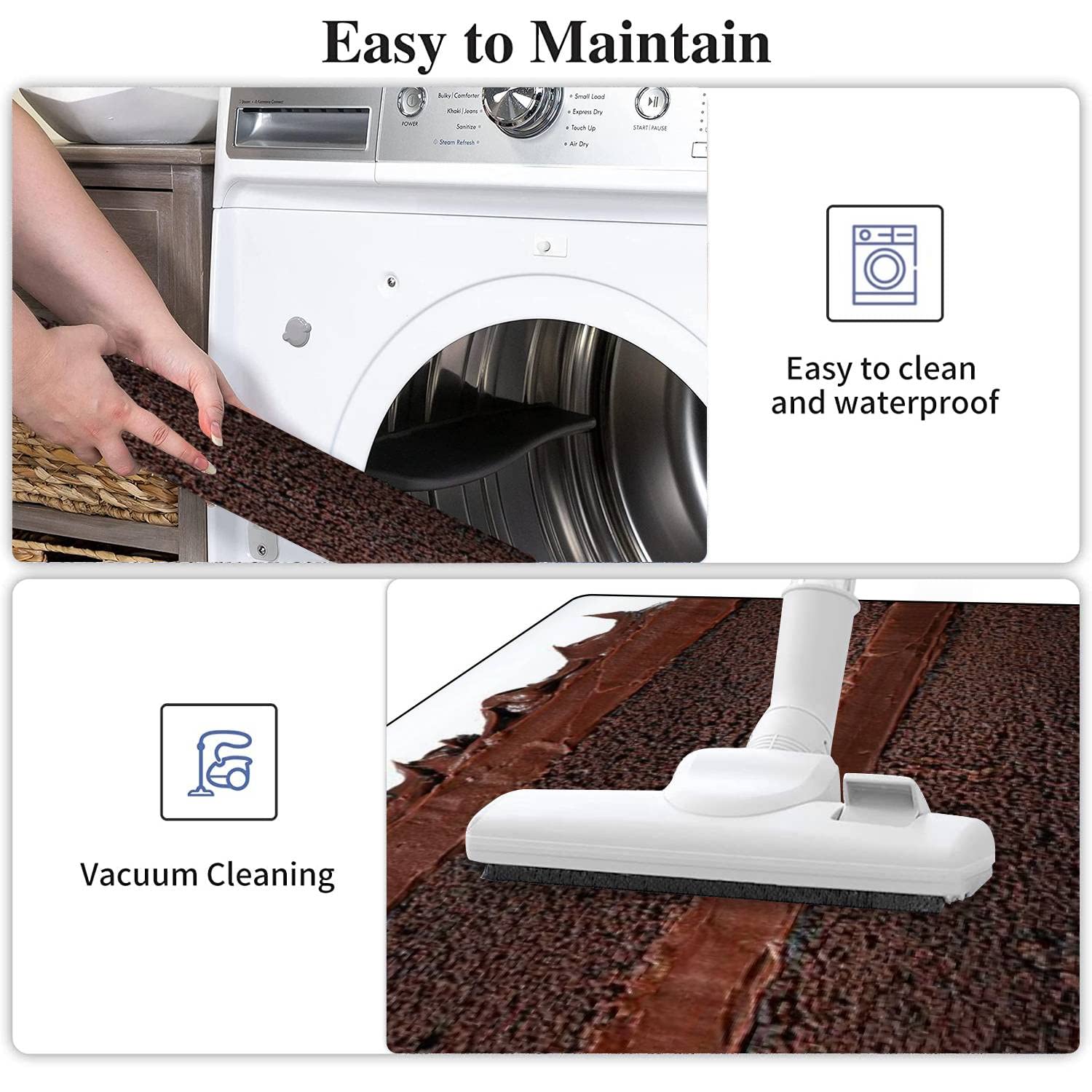 Non-Slip Washable Kitchen Rugs Set - Chocolate Cake Design Floor Mat, Comfort Standing Runner for Kitchen Decor, Bath Rug & Doormat - Perfect for Home, Office, and Entryway