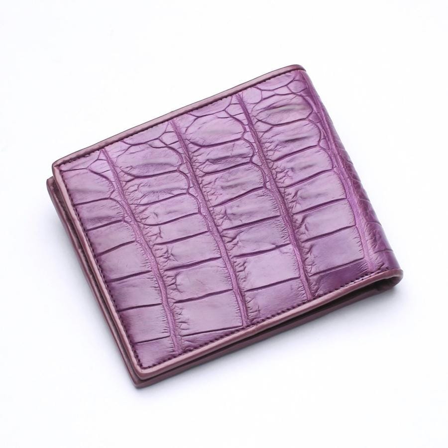 Luxury Purple Crocodile Leather Men's Wallet - RFID Blocking Bifold Credit Card Holder - Perfect for Business, Travel & Everyday Use (Gift for Him)