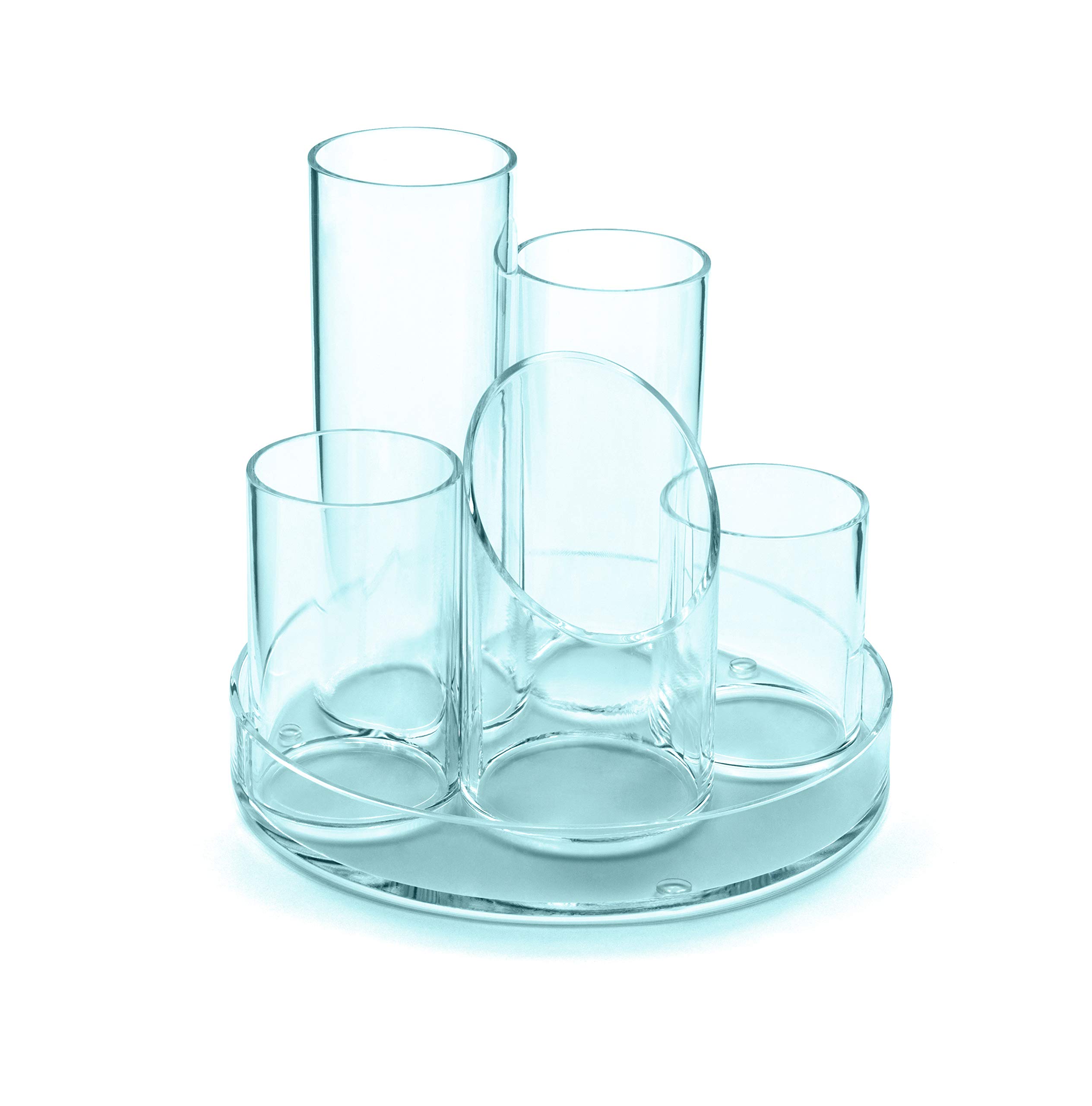 OSCO Clear Acrylic 5-Tube Pen Holder - Sleek Glass-Look Design for Office, School & Home Organization