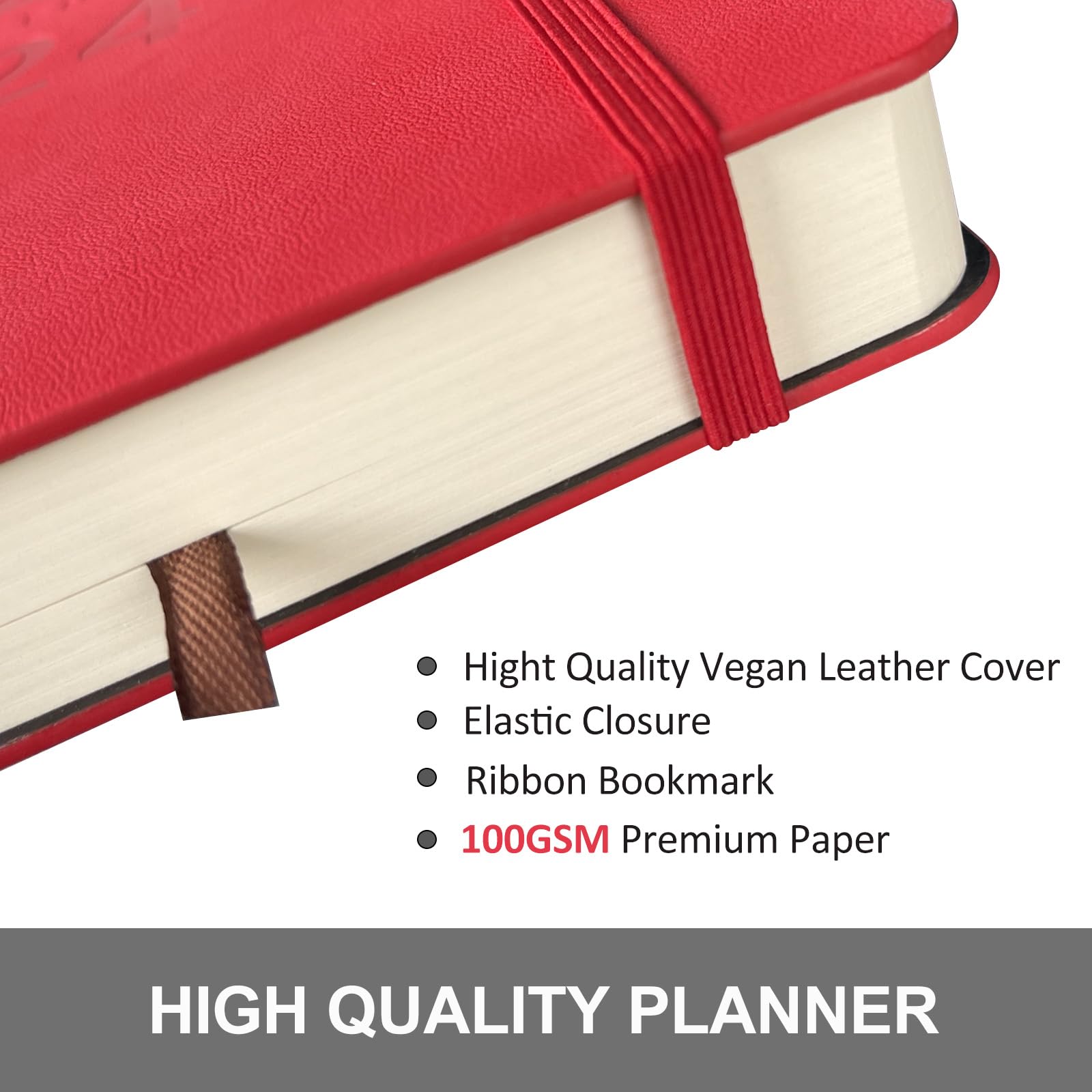 2025 Daily & Hourly Planner - January to December Calendar Agenda Notebook with Faux Leather Cover, 8.5