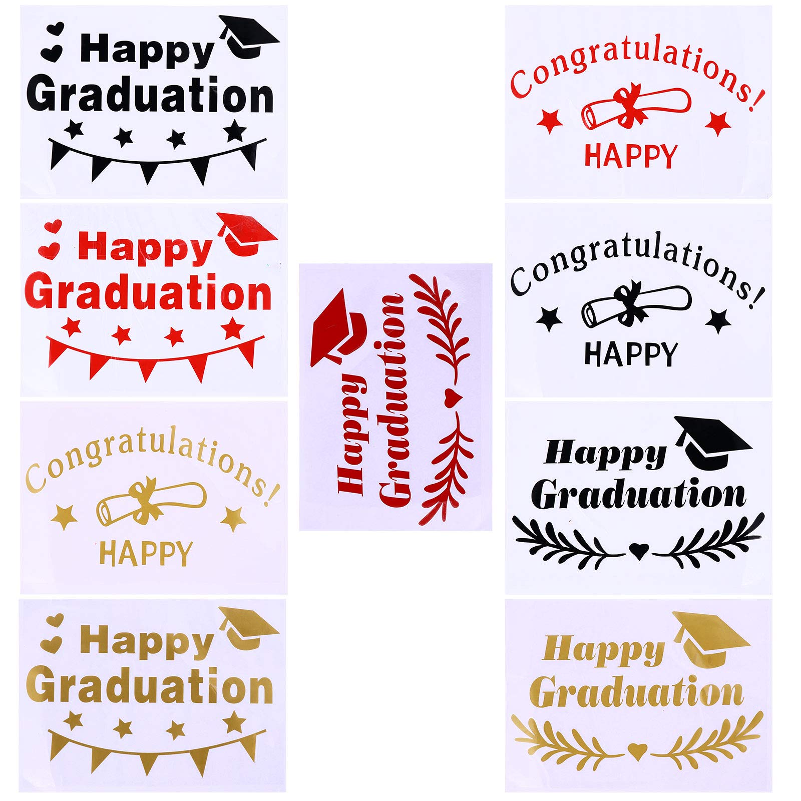LUOZZY 9-Piece Class of 2025 Graduation Balloon Decor Set - Gold & Black Congrats Grad Stickers, Foil Balloons for 2025 Graduation Party Decorations - Perfect for High School & College Commencement Celebrations