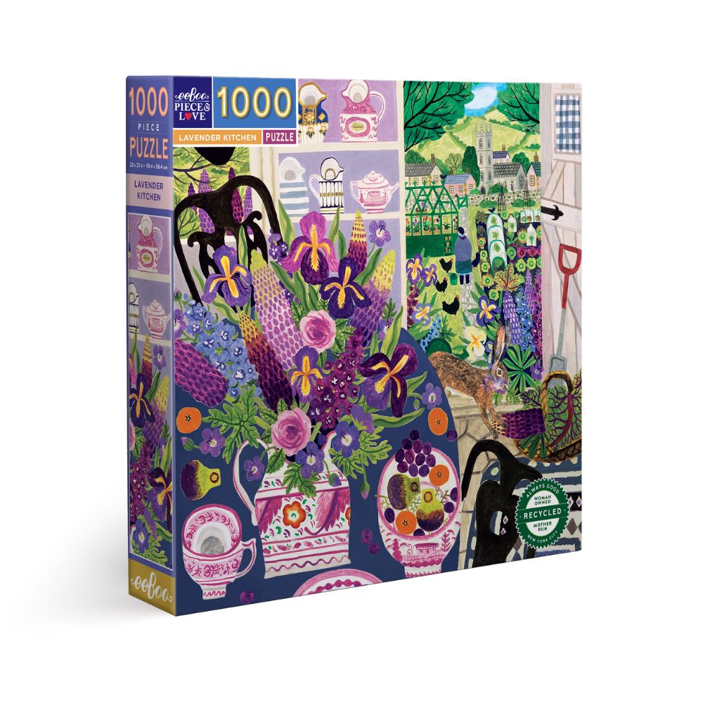 eeBoo 1000 Piece Jigsaw Puzzle - Lavender Kitchen - Beautiful Floral Artwork for Adults & Teens - Perfect for Relaxation, Home Decor & Family Game Night