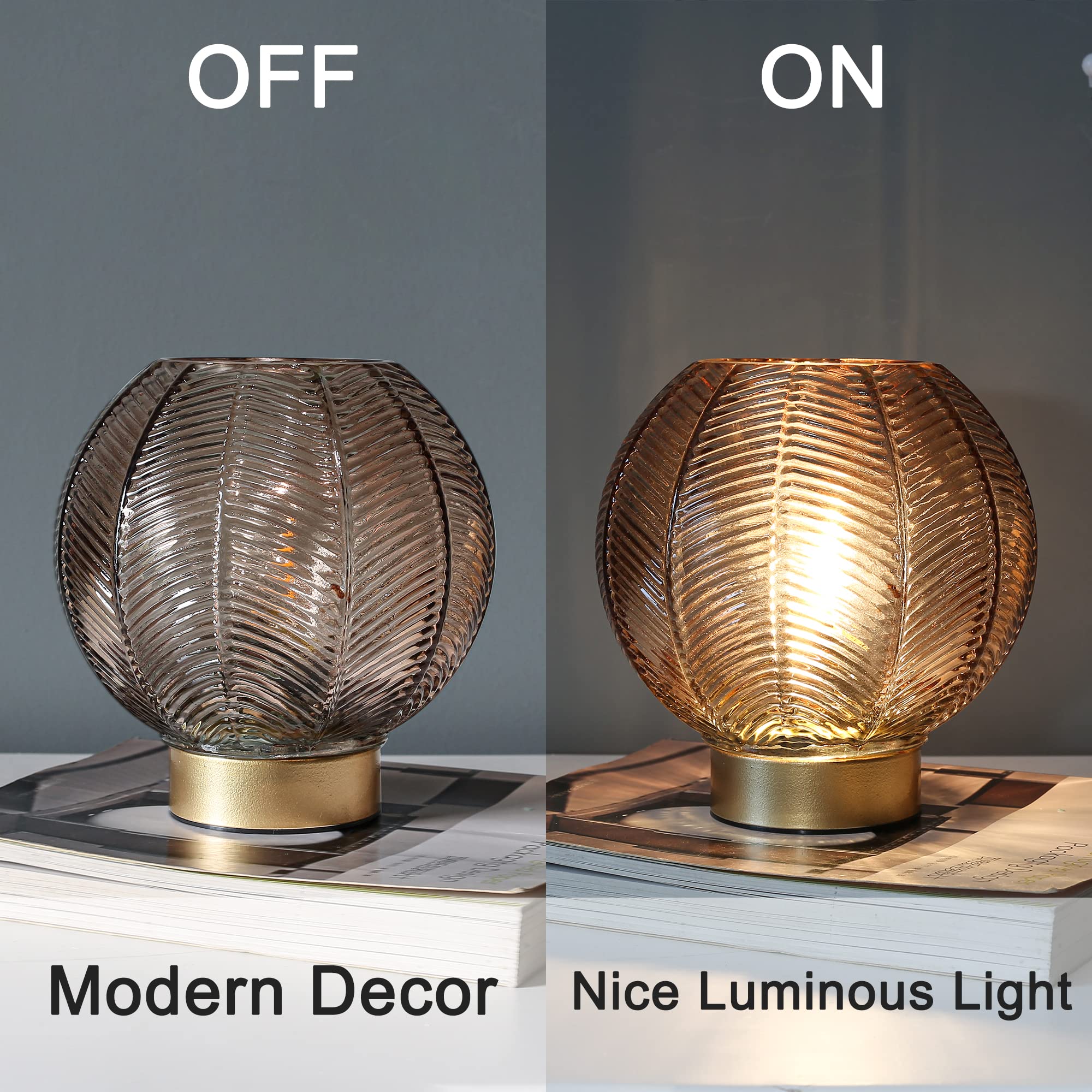 Battery Operated LED Table Lamp with Timer - Cordless Night Light for Bedroom, Living Room, Corner Decor - Amber Glow for Cozy Ambiance & Relaxation