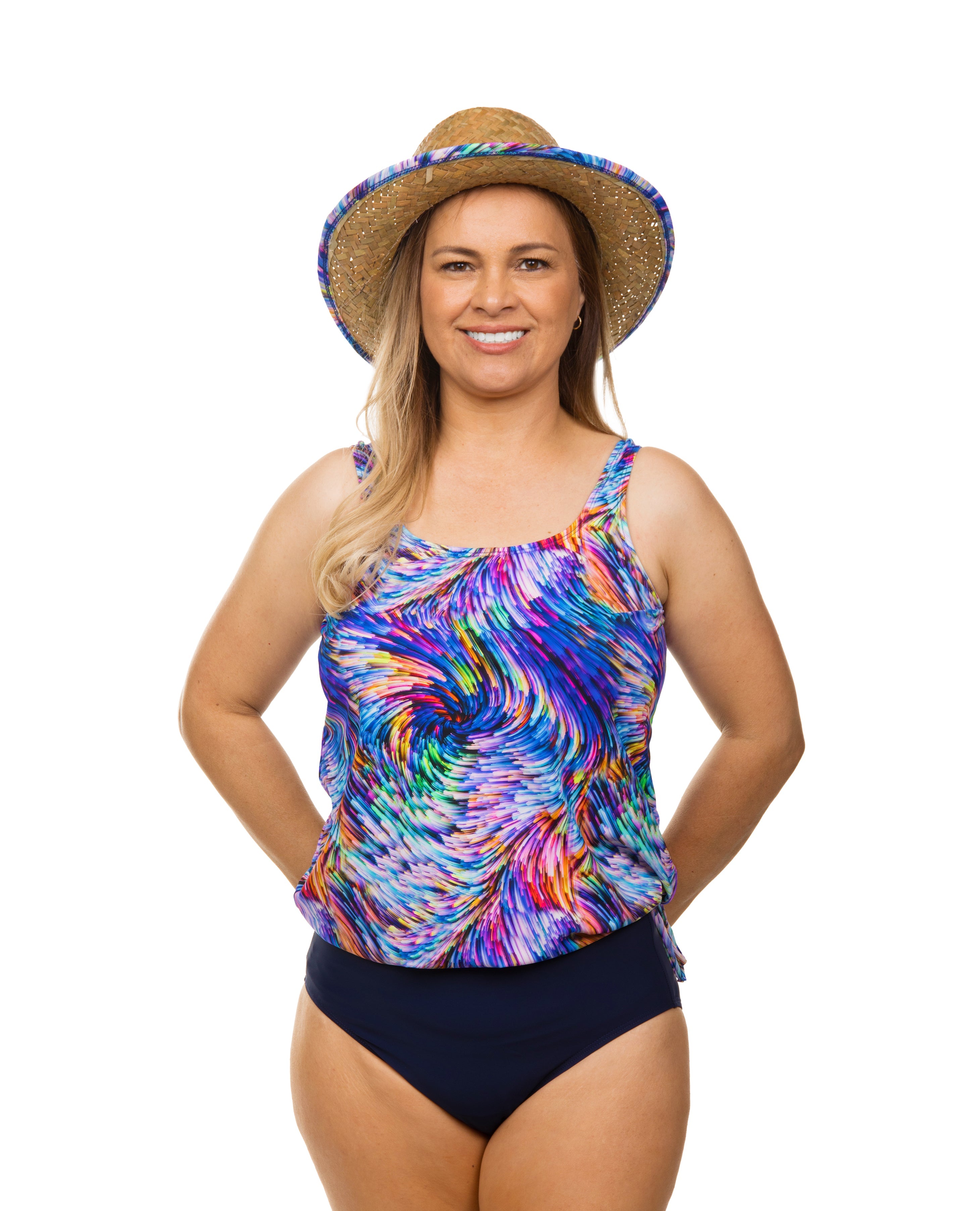 Women's Rainbow Wave Strap Tank Blouse - Trendy Summer Beachwear & Casual Outfit for Women