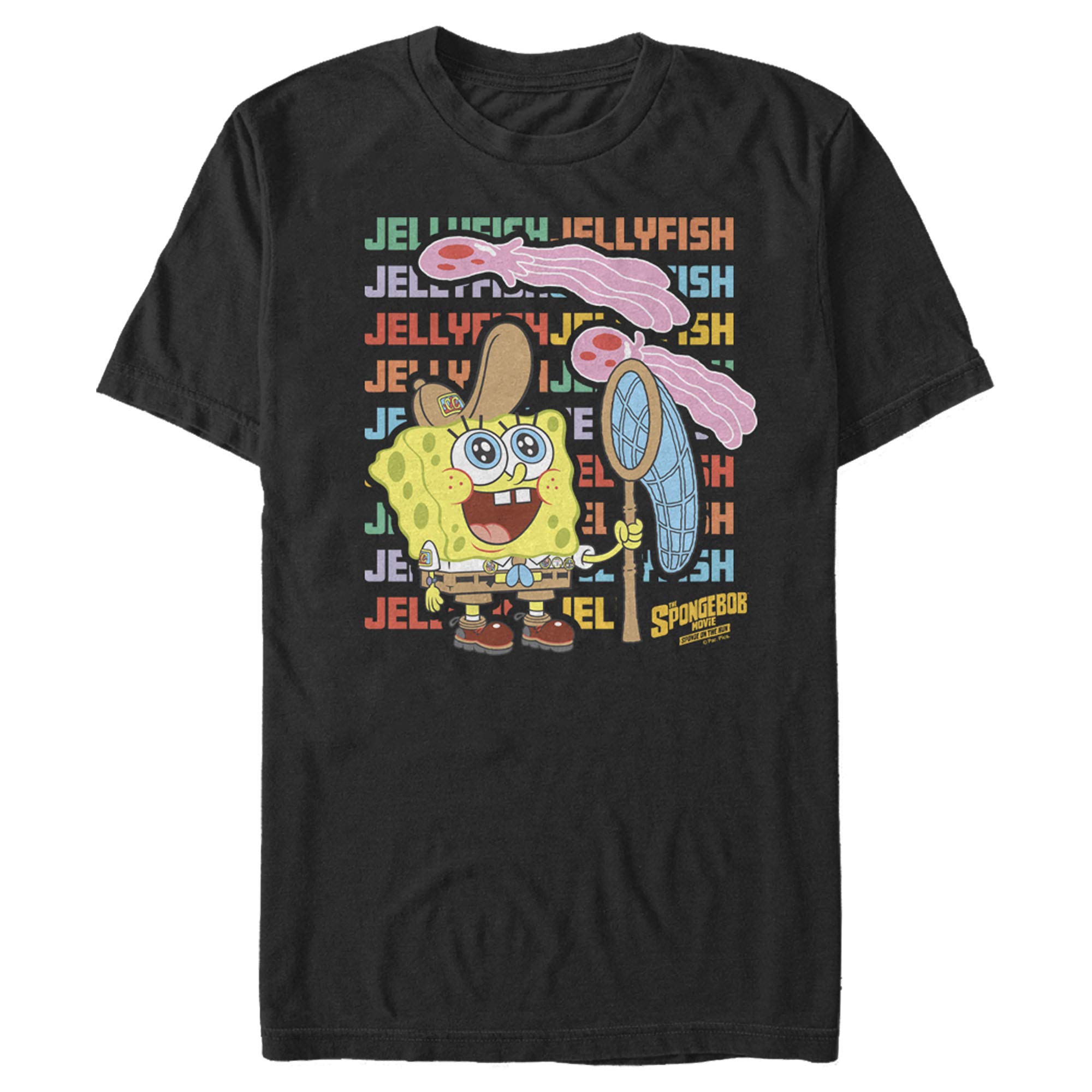 SpongeBob SquarePants Jellyfish Catcher Graphic T-Shirt for Men | Funny Cartoon Tee | Casual Wear & Fan Gift