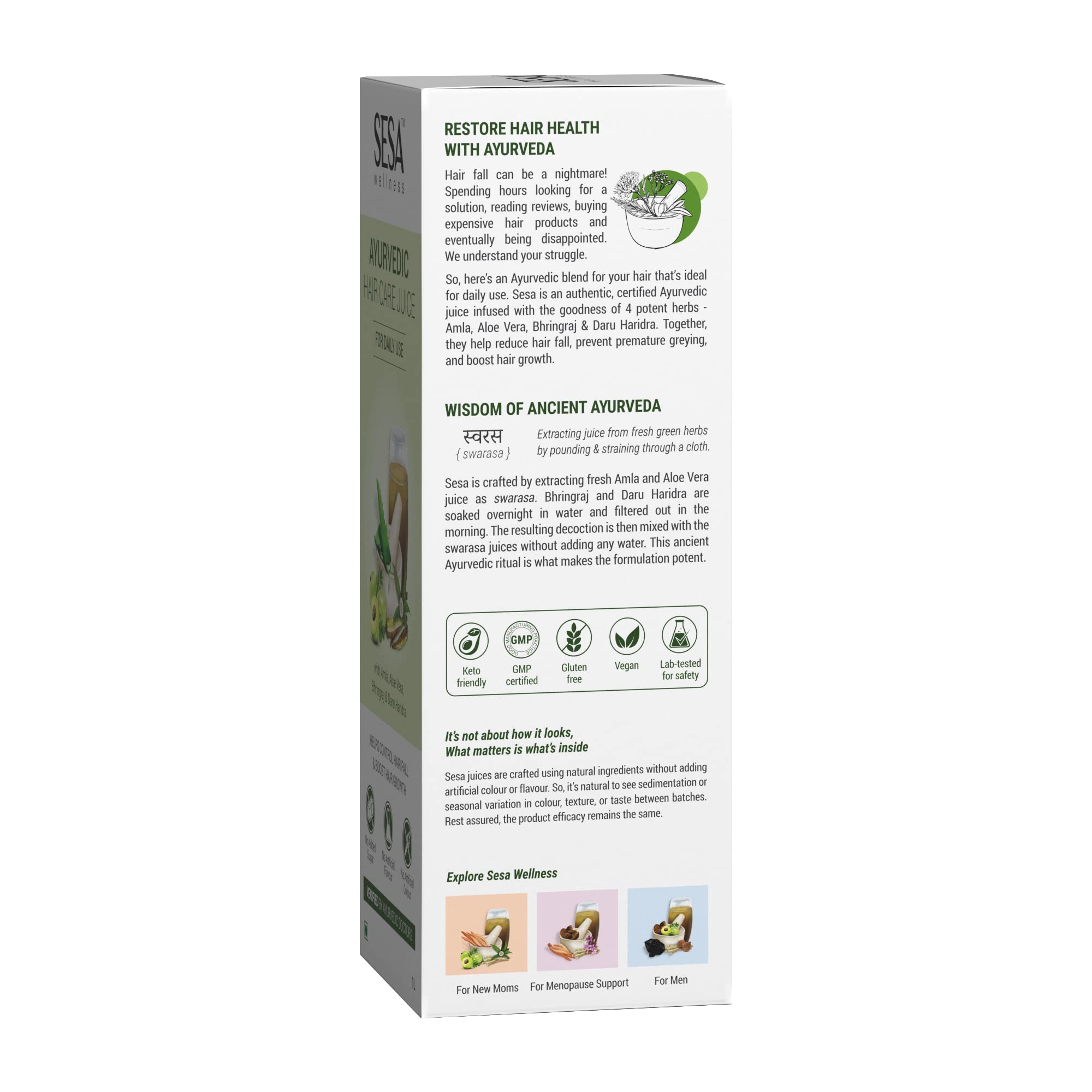 SESA Ayurvedic Hair Care Juice for Hair Growth & Hair Fall Control - Natural Bhringraj, Aloe Vera, Amla & Daru Haridra Extract - 1L Bottle (Pack of 1) - Promotes Thicker, Stronger Hair for Men & Women - Perfect for Daily Hair Care Routine & Scalp Treatment