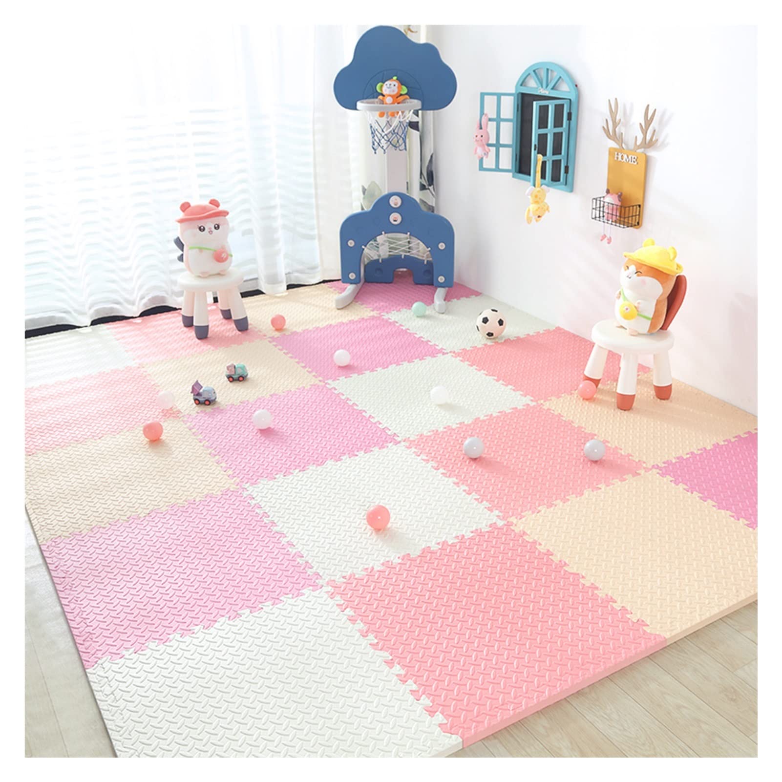 Interlocking EVA Foam Play Mat - 6-Piece Solid Color Puzzle Floor Tiles for Home Gym, Workouts, Kids Playroom & Nursery (60x60x2.5cm, Blue) - Non-Slip Exercise Mat for Yoga, Fitness & Toddler Safe Flooring